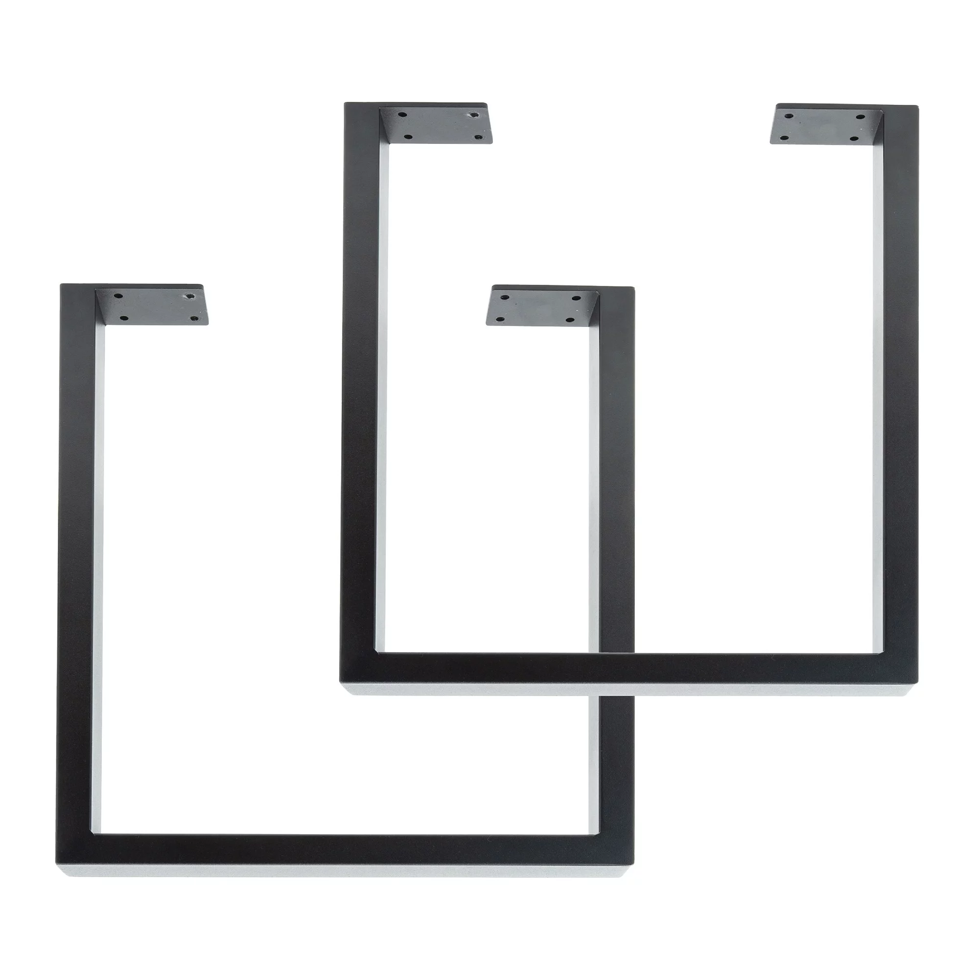 PIPE DECOR Matte Black Steel Modern Square Living Room Table Legs Set of 2 28 in. H