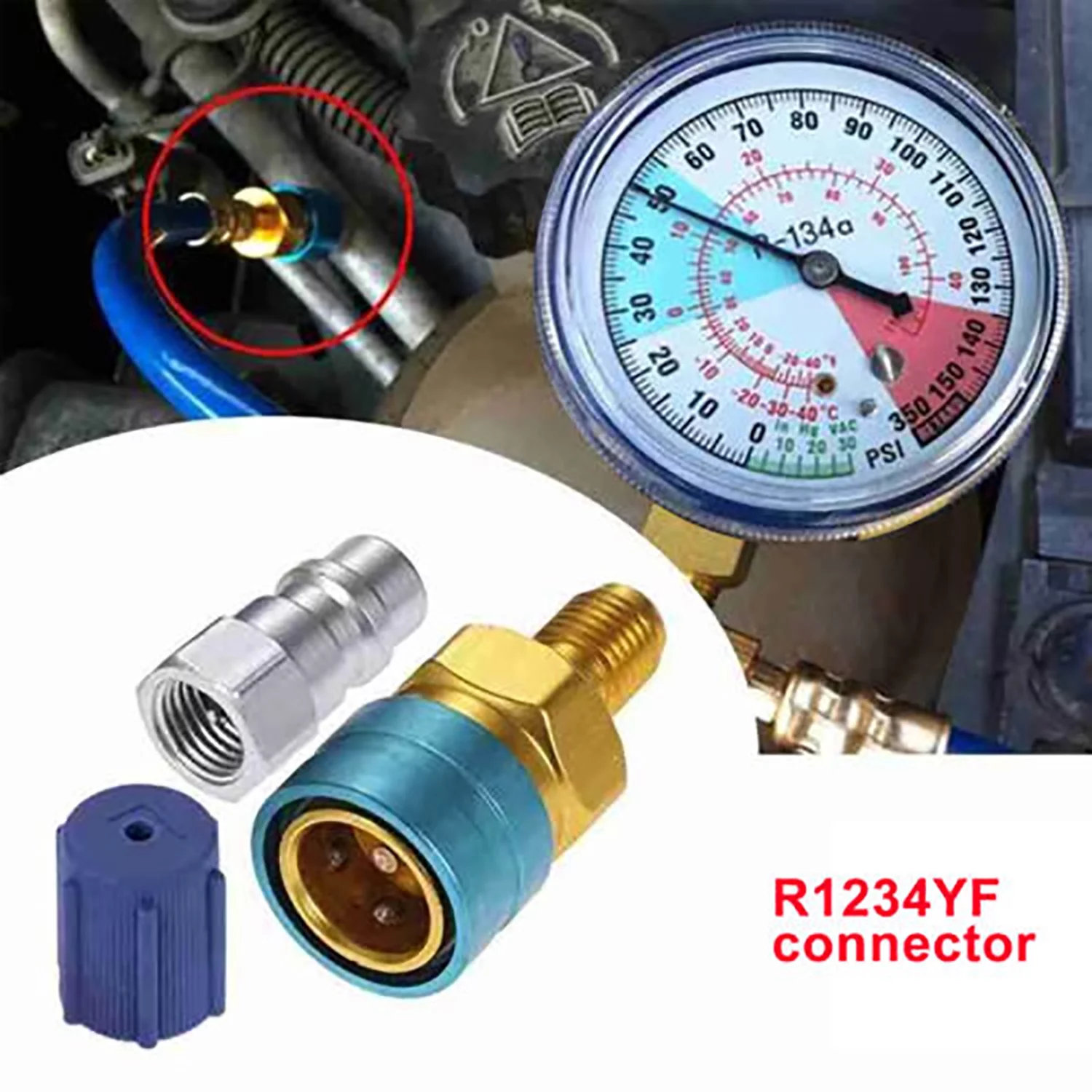 2pcs Conditioning Fitting Set R1234YF to R134A Adapter R1234YF Low Side Quick Coupler Conversion Kit Refrigerant Can Adapter Valve AC Charging Hose Adapter Connector for Car Air-Conditioning