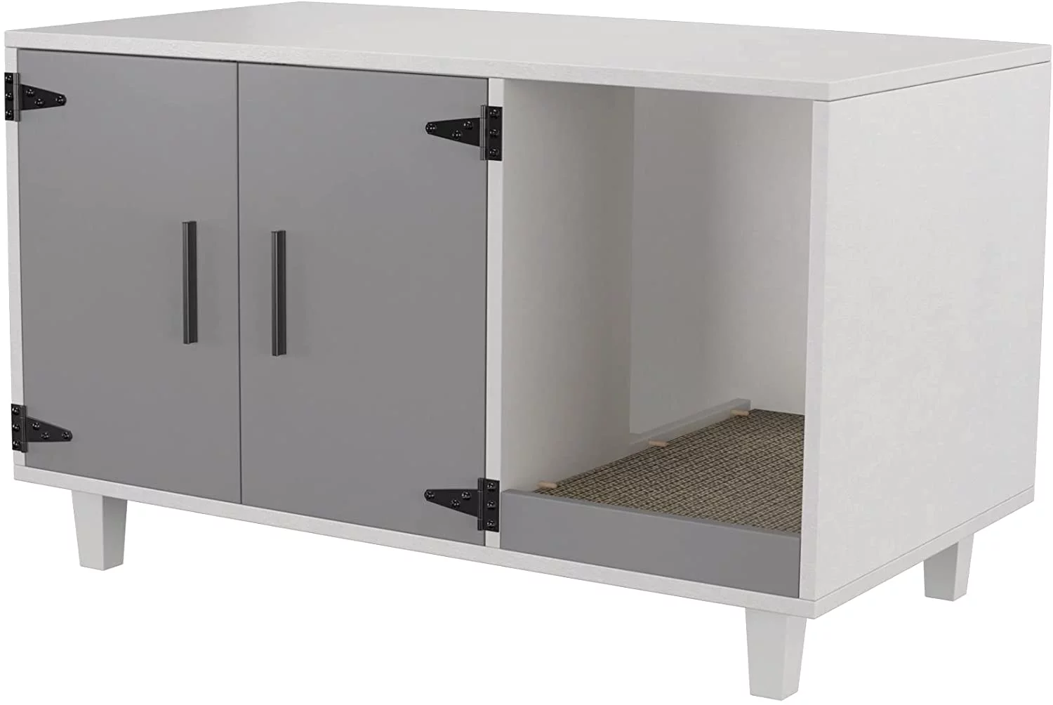 GDLF Pet Crate Cat Washroom Hidden Litter Box Enclosure  as Table Nightstand with Scratch Pad,Stackable