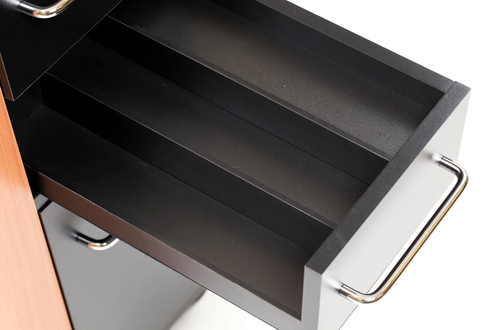 Taylor Manicure Table Nail Desk, Versatile Foldable Station, Adjustable Length with Storage Cabinet for Salon Home Studio, Black Wood Grain