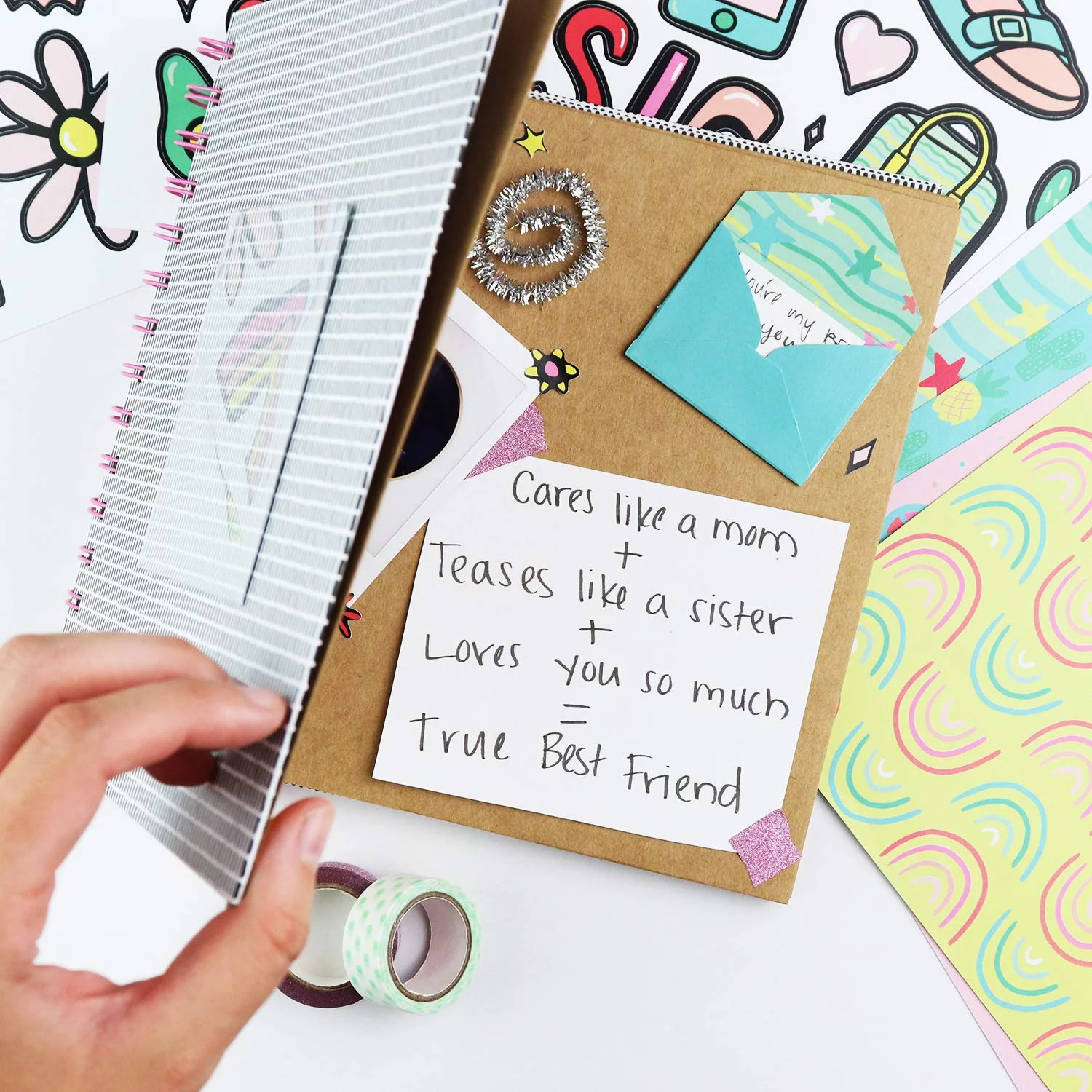 Design Your Own Pink Scrapbook by Doodle Hog, Kids Scrapbook Kit, Gifts for 10 Year Old Girl, Personalize & Decorate Your DIY Scrapbook with Washi Tape, Sticker Sheets, 40-Page Thick Paper, Hardcover