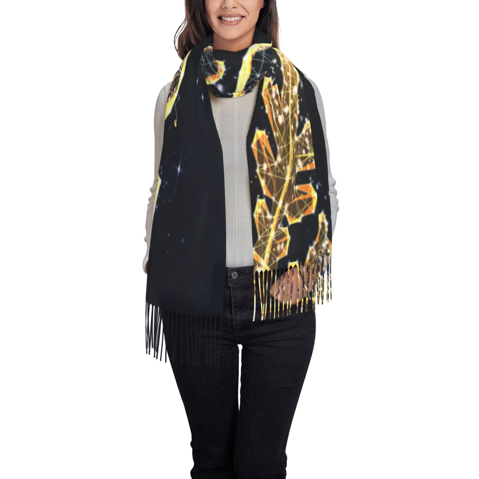 Ocsxa Scarf Shawl Wraps For Women Soft Cashmere Scarf Happy New Year 2024 Printed Large Blanket Scarf