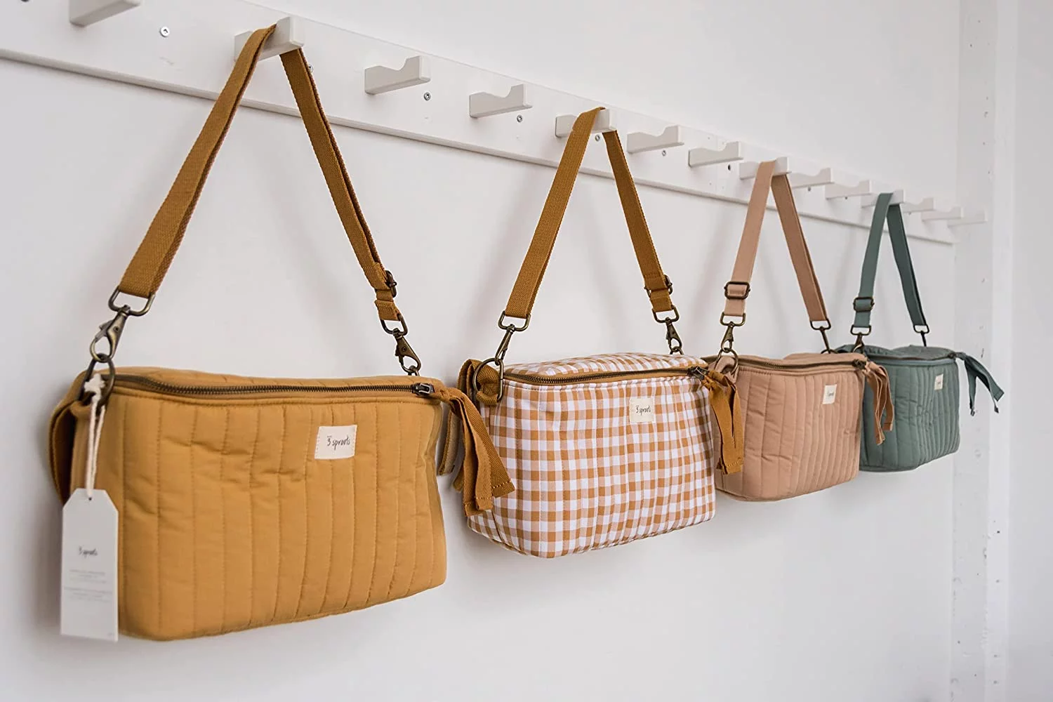 3 Sprouts Universal Quilted Stroller Caddy Organizer with 2 Cup Holders and Adjustable Shoulder Strap in Mustard