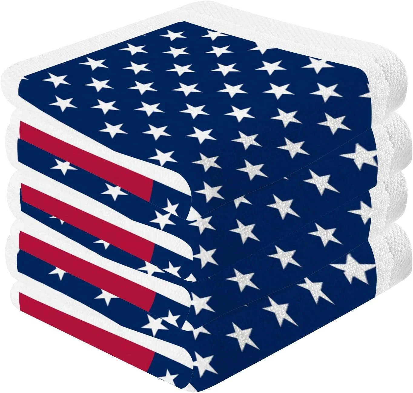 Hidove American Flag Wash Cloths 4 Pack - 12 x 12 Inch Super Soft Washcloths for Your Face and Body - 100% Cotton Highly Absorbent Baby Face Towel