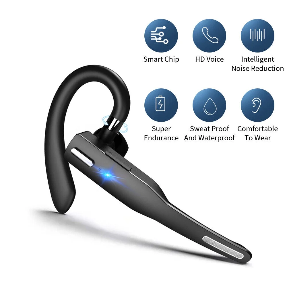 Bluetooth 5.0 Earpiece Dual Mic Earbud Noise Cancelling office Wireless Headset