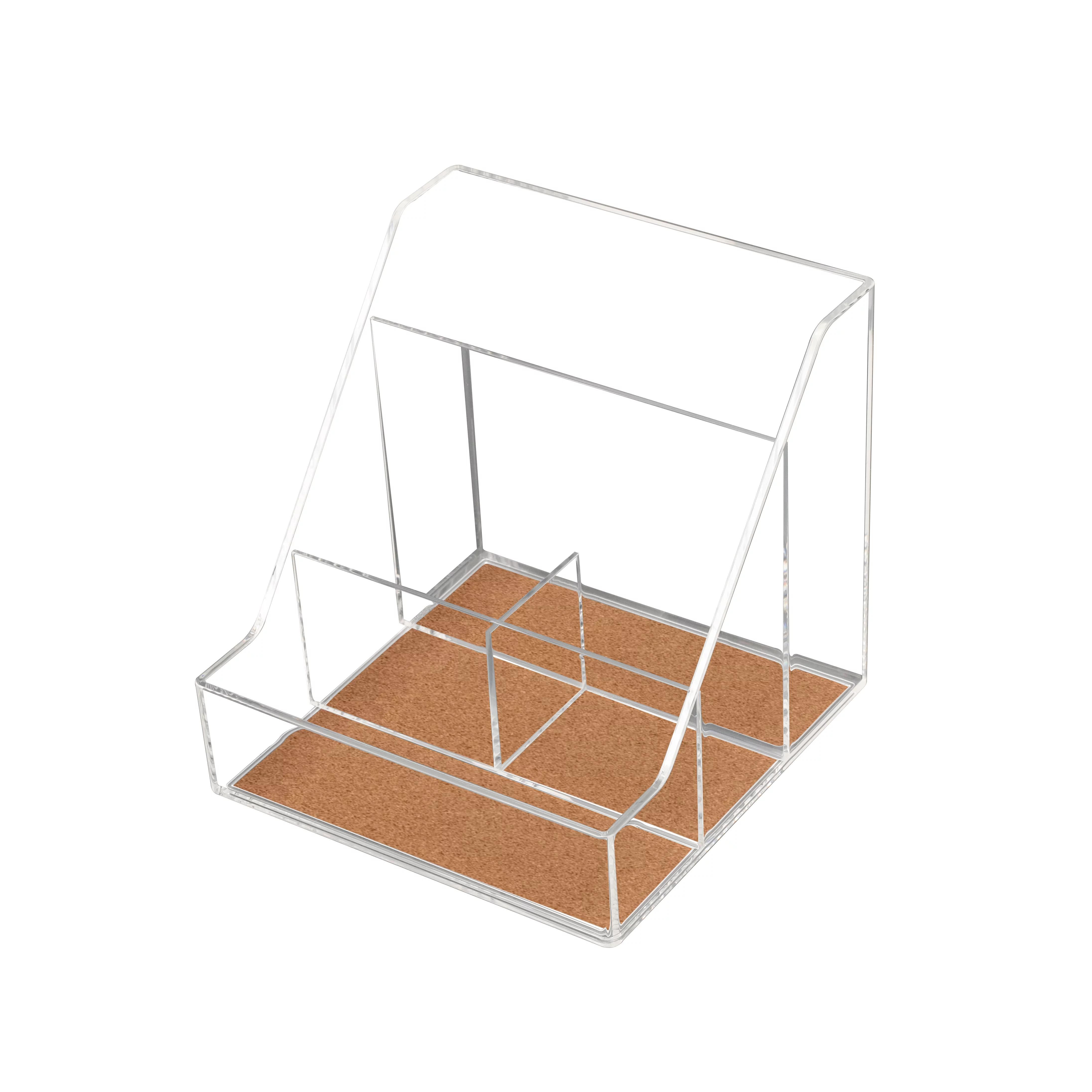 Pen+Gear Acrylic Cork Desktop Org with 4 Grids, Clear, 1 Pack
