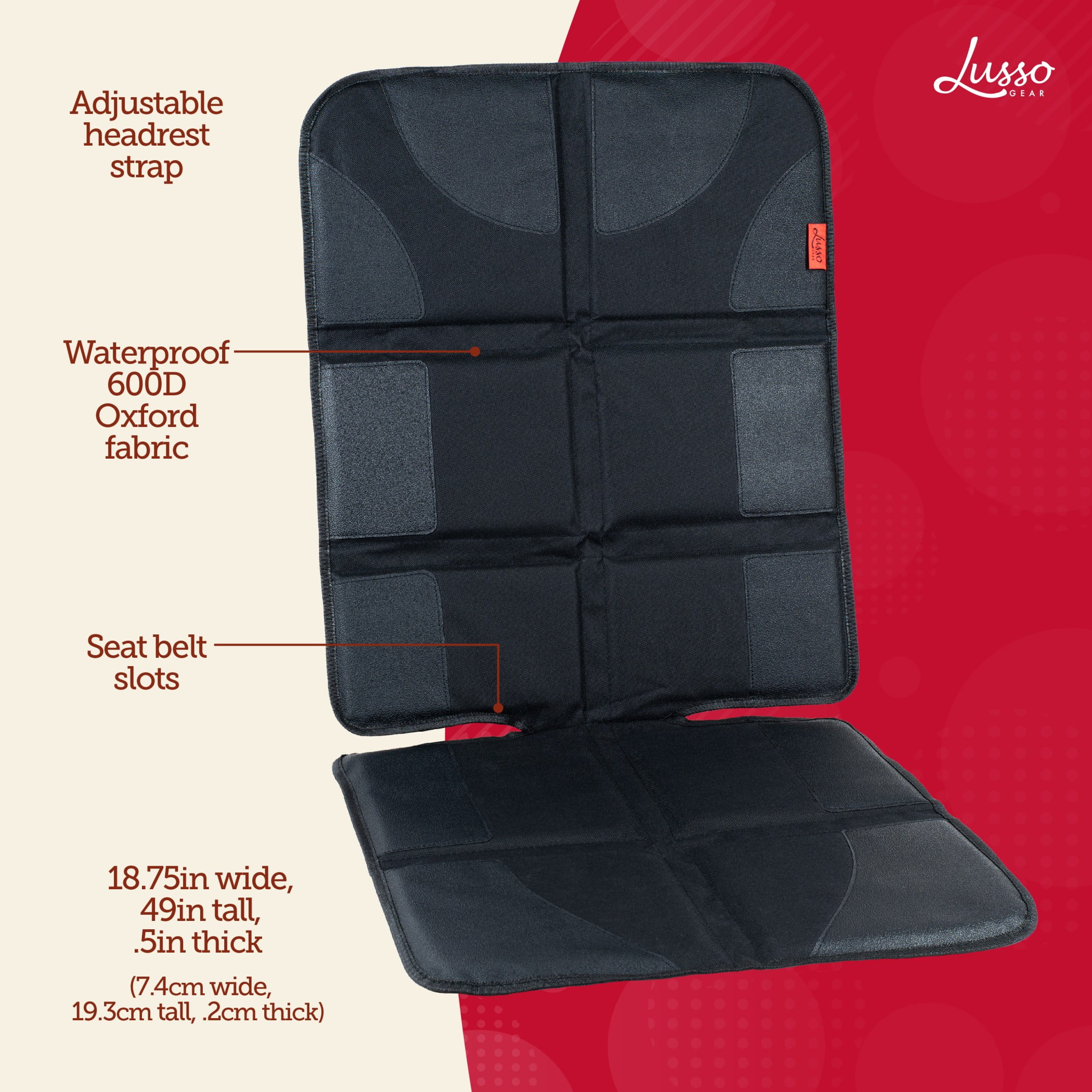 Lusso Gear | Car Seat Protector | Thick Padding, Durable, Waterproof PVC Leather | Universal Fit, Black