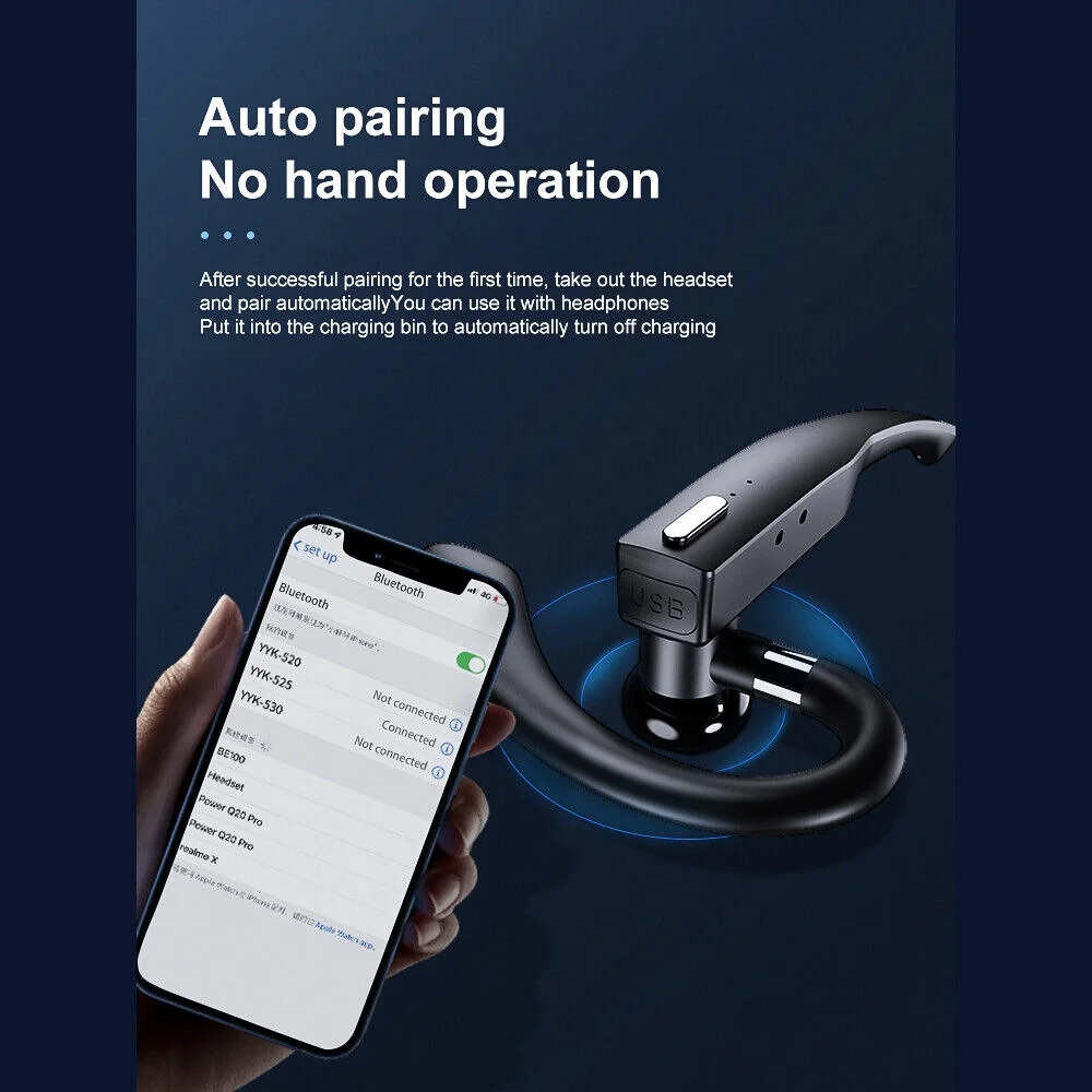 Bluetooth 5.0 Earpiece Dual Mic Earbud Noise Cancelling office Wireless Headset