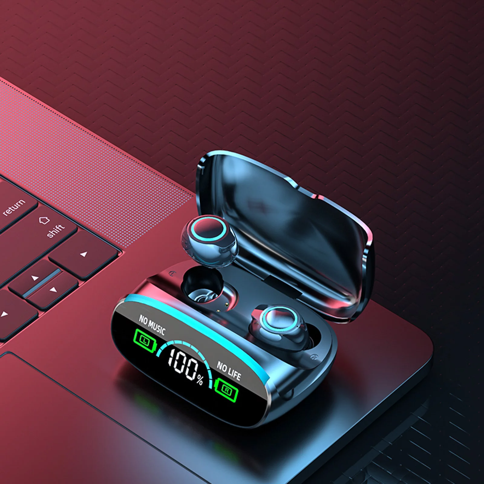 YHAIOGS Bluetooth Earpiece for Cell Phone Bluetooth 5.3 Headphones Dual Microphone Wireless Earbuds Long Battery Life LED Display Deep Bass Noise Cancelling Headphones Compatible with