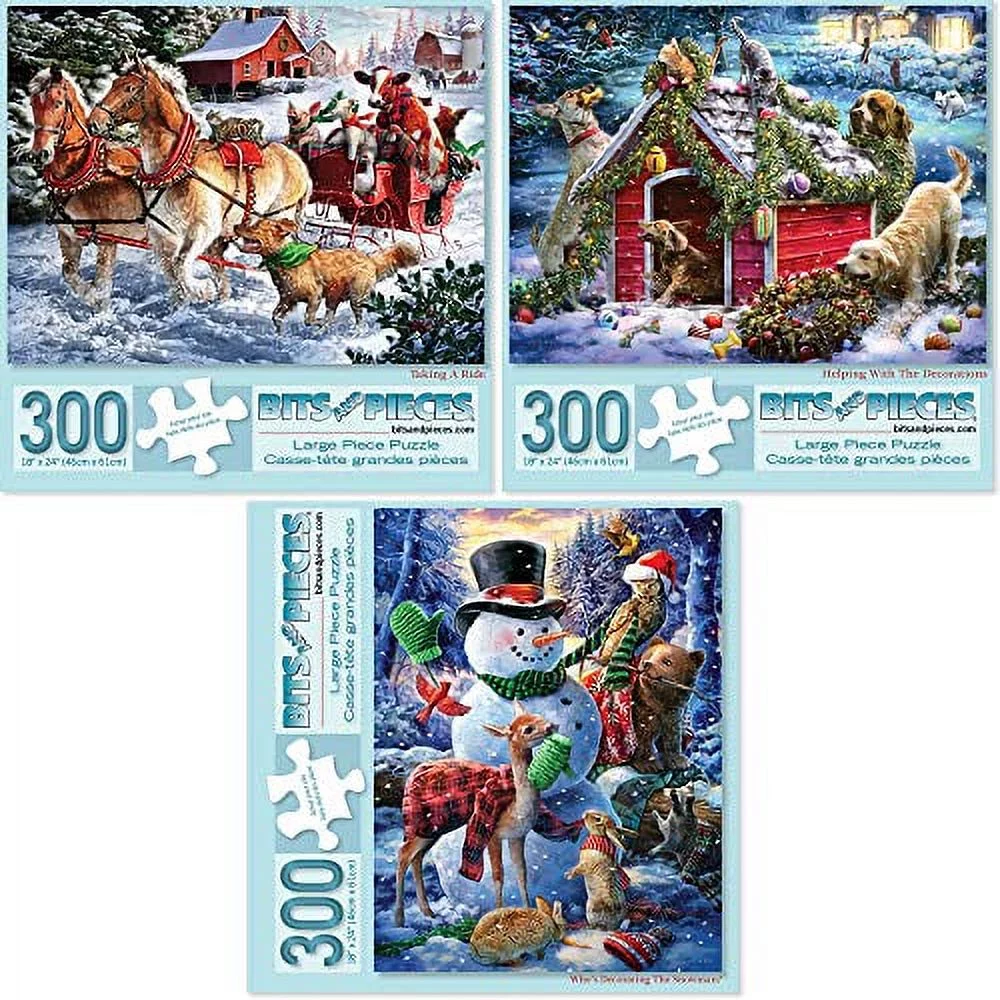 Bits and Pieces - Value Set of Three (3) 300 Piece Jigsaw Puzzles for Adults - Each Puzzle Measures 16