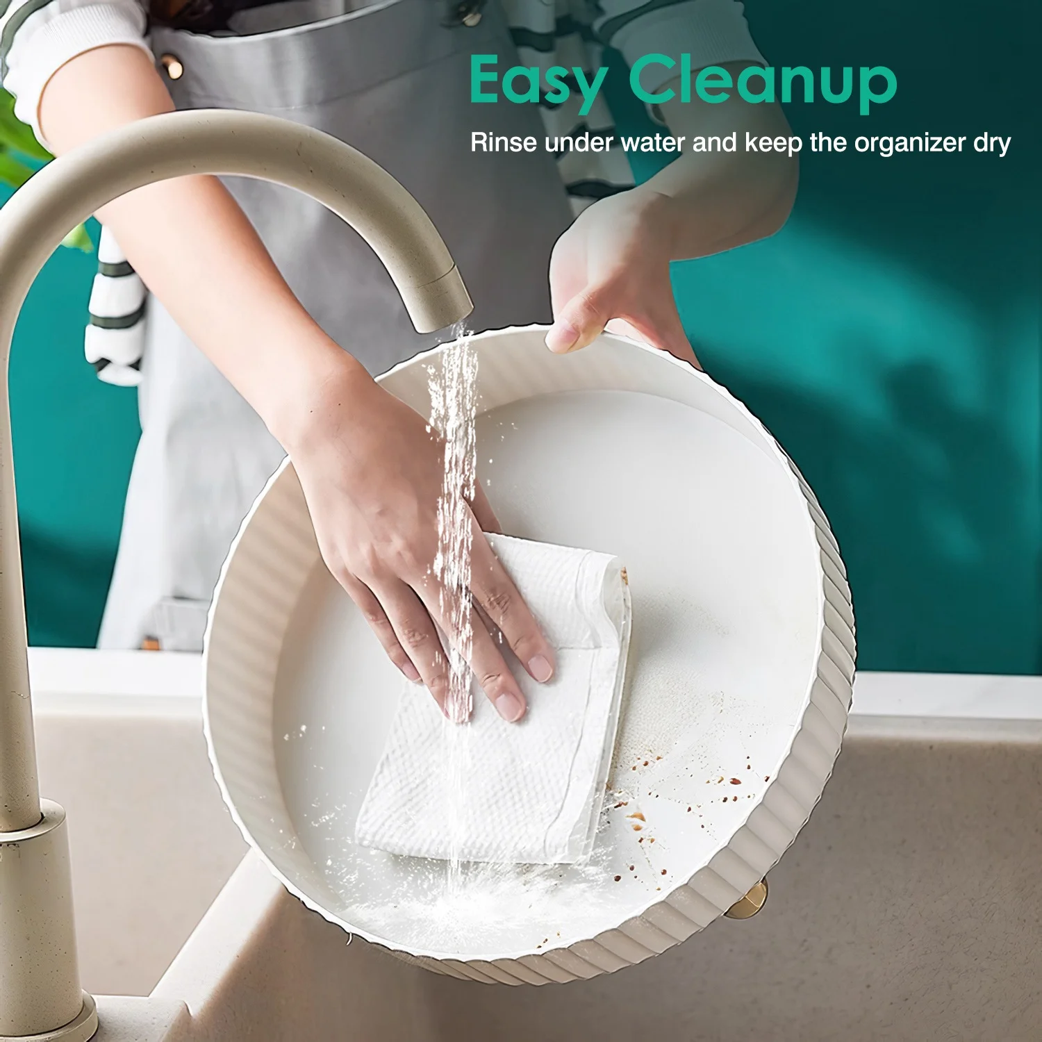 Makeup Perfume Organizer iMounTEK 360° Rotating Cosmetic Storage Tray Desk Storage Tray Lotions Display Case Round Gift Tray with Large Capacity 22LBS Load White