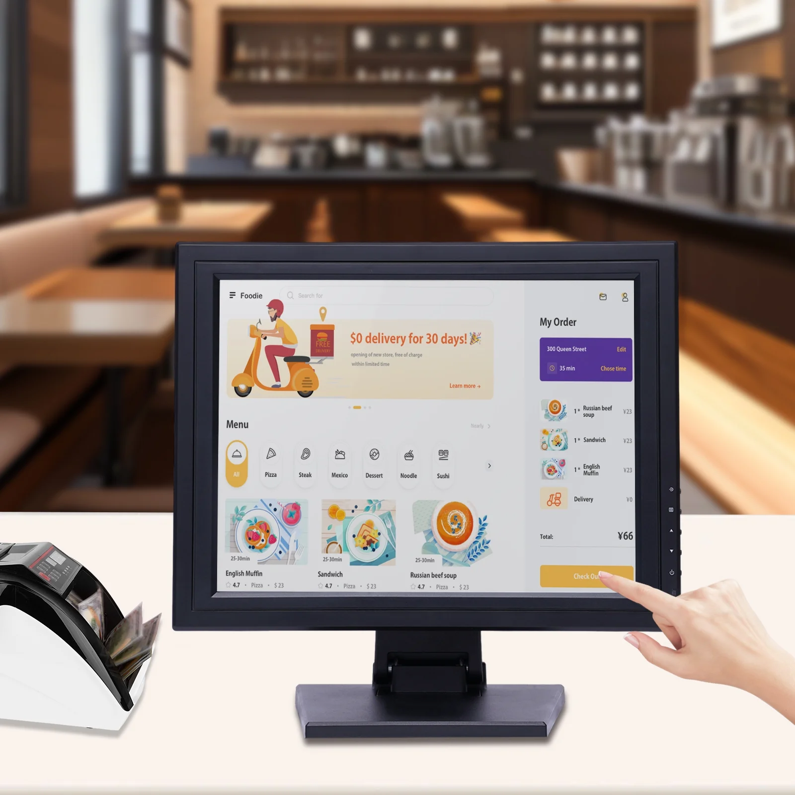 15 in Touch Screen Monitor LCD VGA POS USB Port Restaurant Bar Retail Max 30W