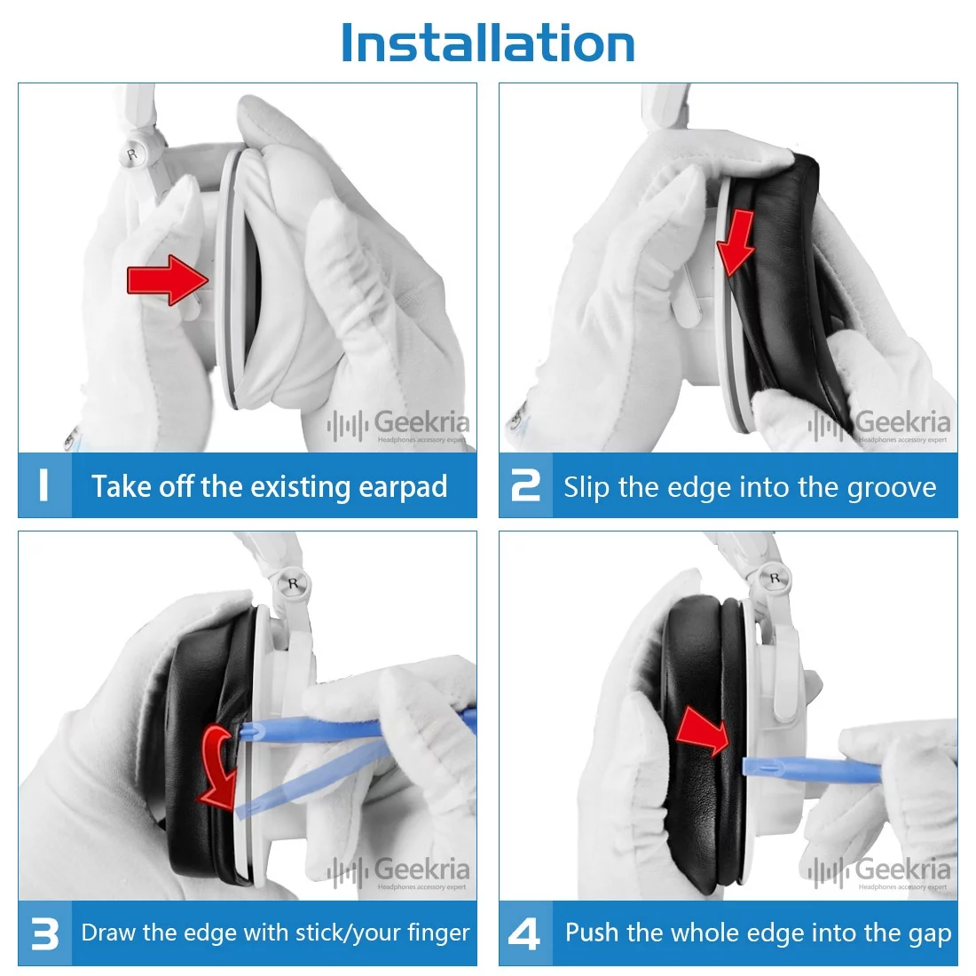 Geekria Comfort Velour Replacement Ear Pads for Audio-Technica ATH-M50X, ATH-M50xBT2, ATH-M40X, ATH-M30X, ATH-M20X, ATH-M10, Headphones Ear Cushions, Ear Cups Cover Repair Parts (Black)