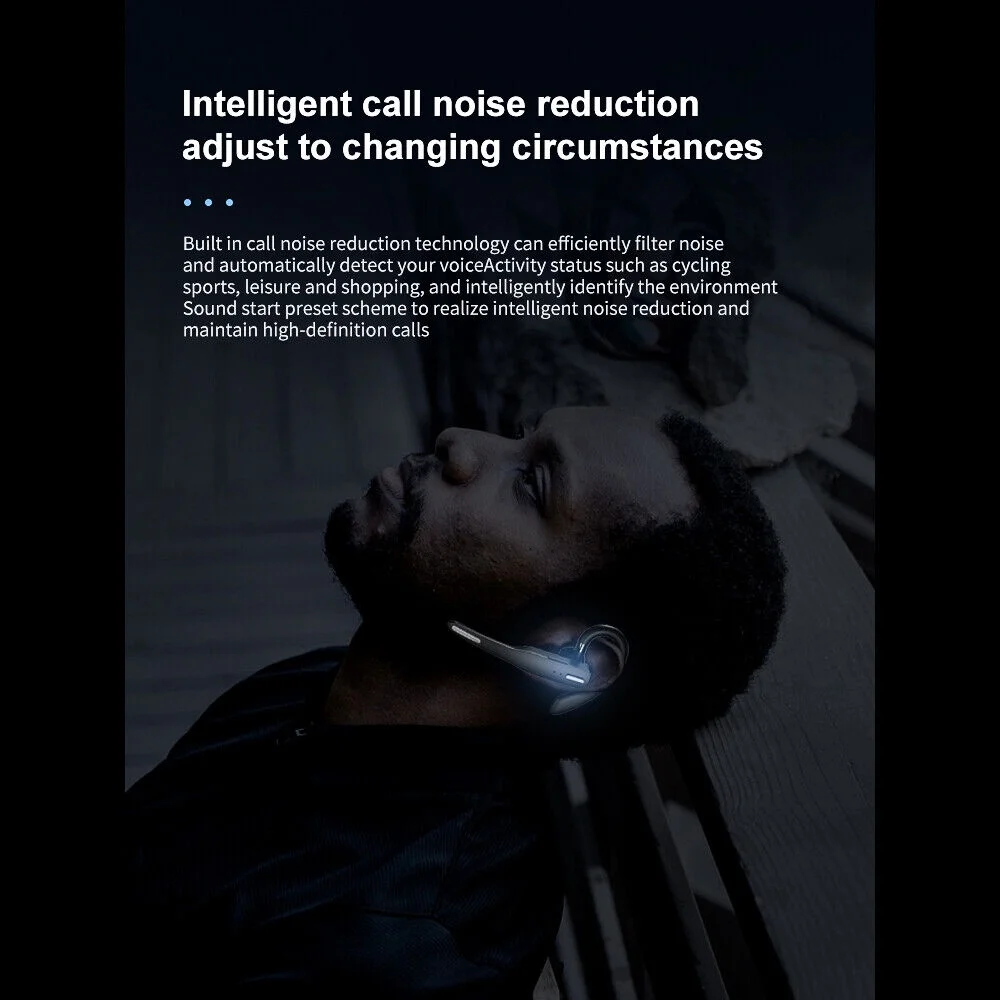 Bluetooth 5.0 Earpiece Dual Mic Earbud Noise Cancelling office Wireless Headset