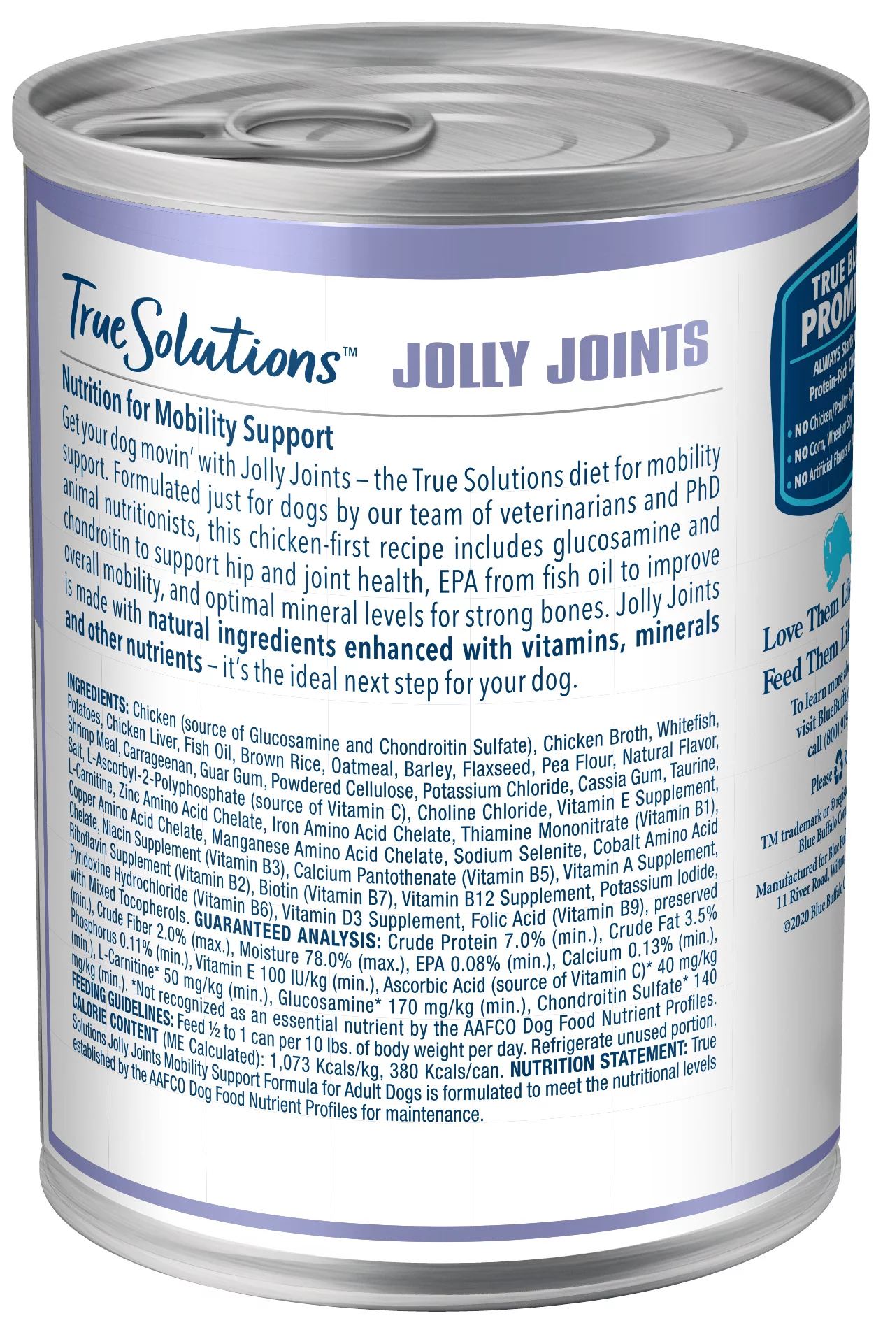 Blue Buffalo True Solutions Jolly Joints Natural Mobility Support Wet Dog Food, Chicken 12.5-oz Can