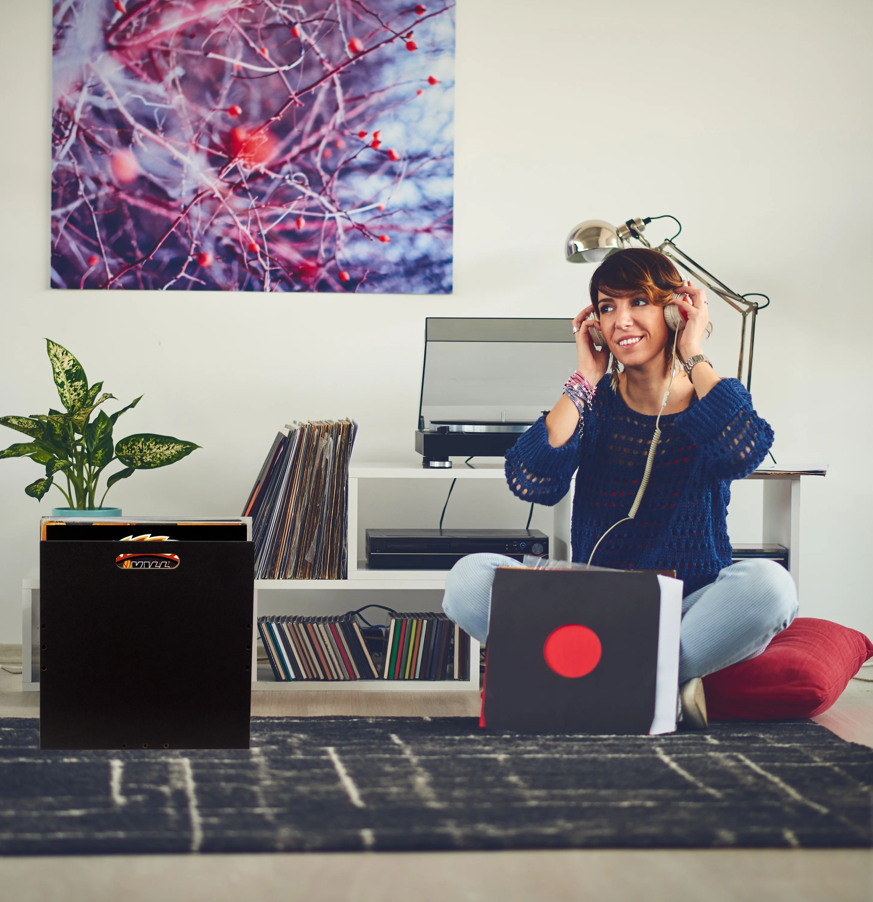 Atlantic Stackable 50 Record Crate, Black