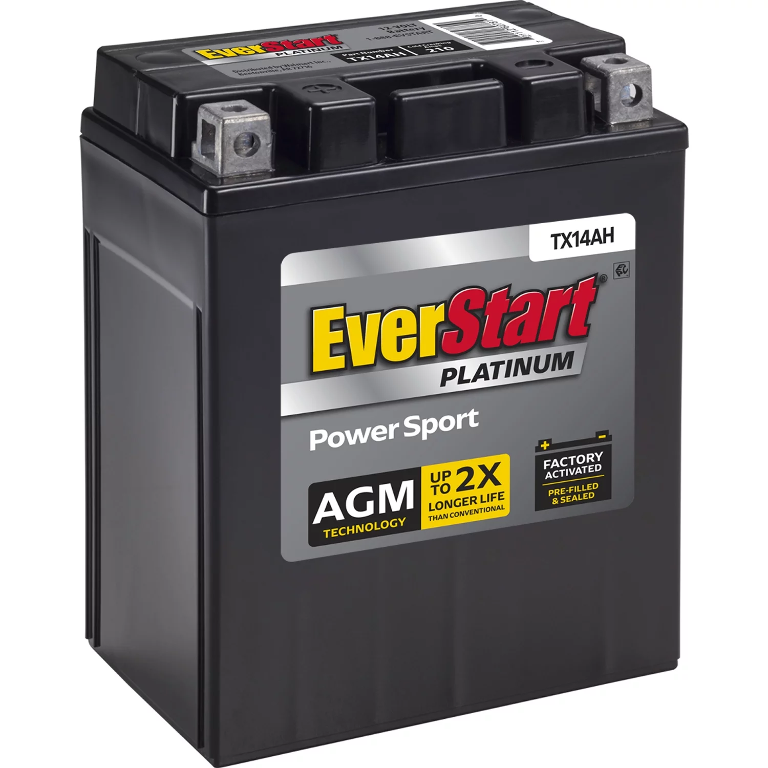 EverStart Premium BOXED AGM PowerSport Battery, Group Size TX14AH 12 Volt, 210 CCA