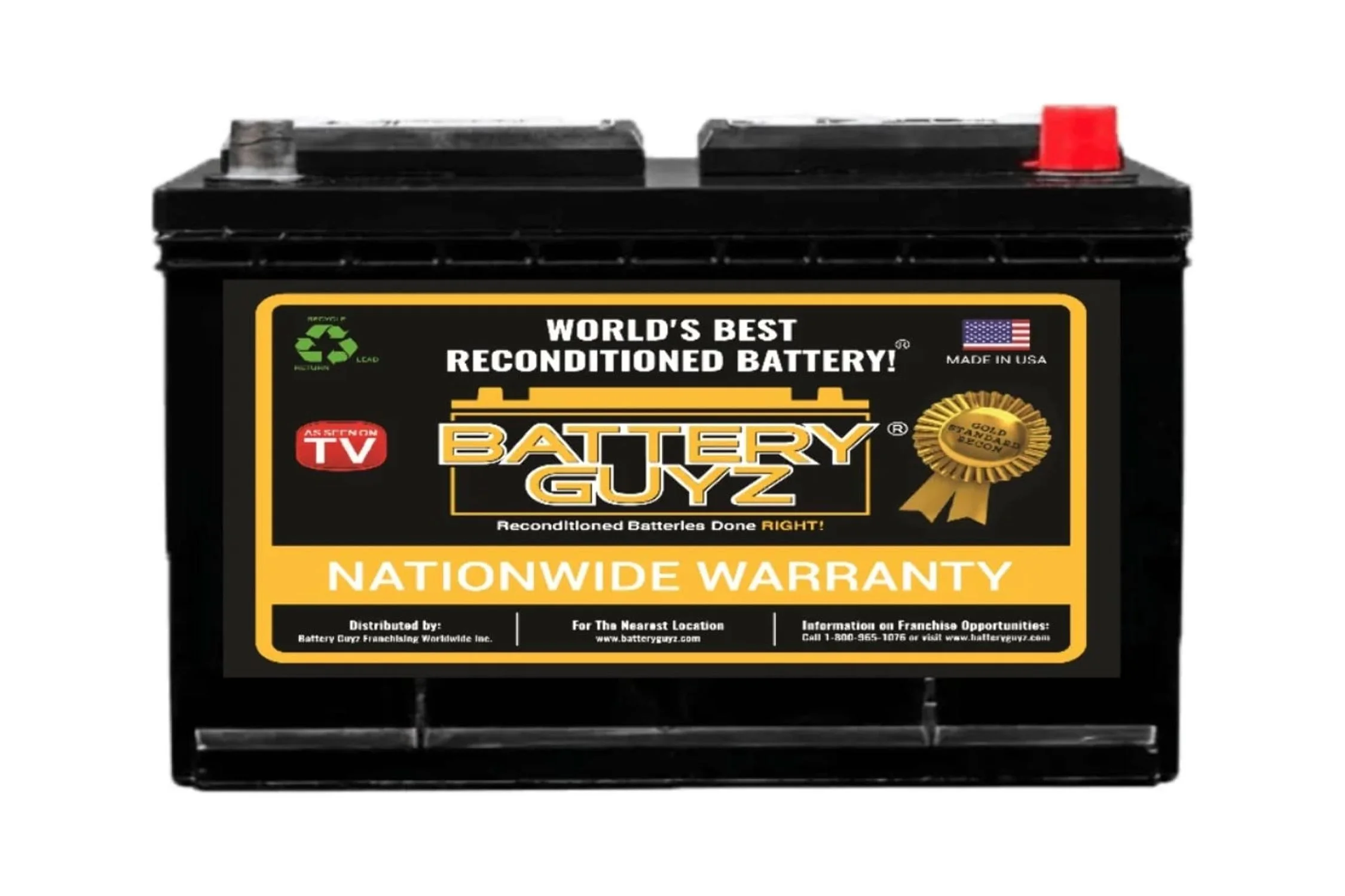 Battery Guyz Reconditioned Lead Acid Automotive Battery, Group Size 36R, 12 Volt , 650 CCA