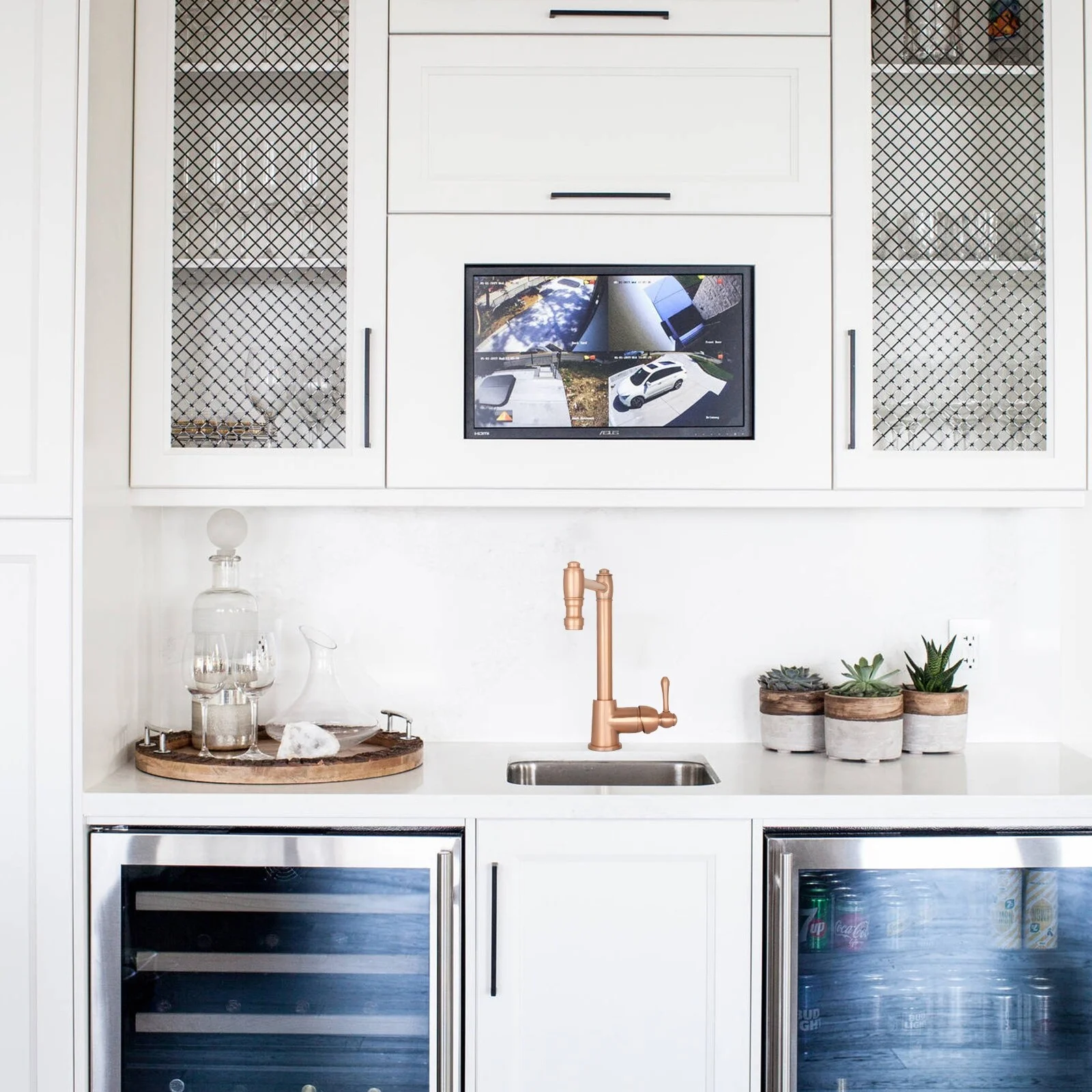 Akicon One-Handle Copper Widespread Kitchen Bar Faucet-5 Years Warranty Copper Copper Finish