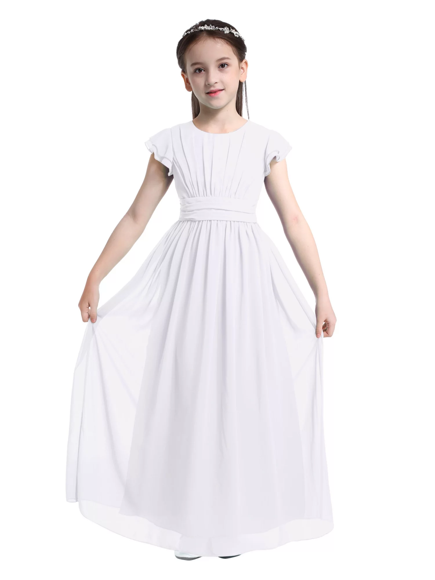 Aislor Little Big Girls First Communion Gown Sleeveless Bridesmaid Princess Dress