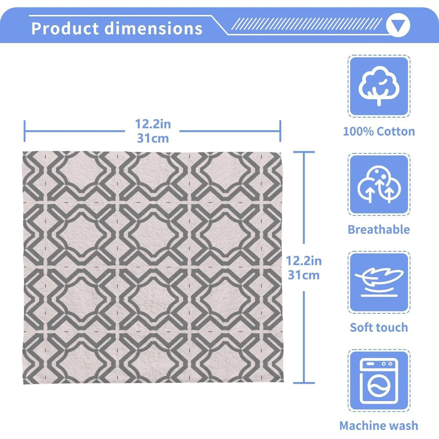 Anyway.go 4 Pack Baby Washcloths - 12 x 12 Inch Super Soft Baby Towels - 100% Cotton Highly Absorbent Wash Cloths for Face and Body,Lace Geometric Ornament