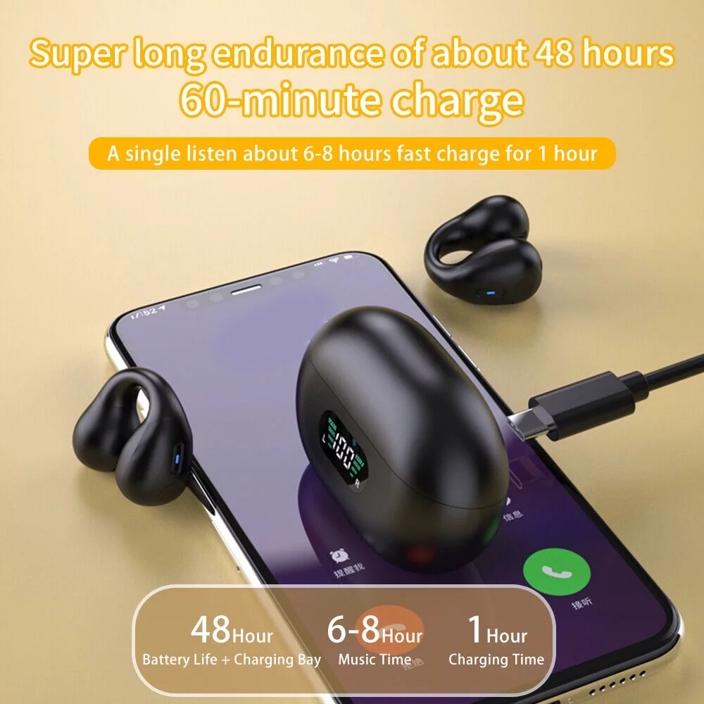 JLLOM Bluetooth 5.3 Wireless Earbuds Headsets Earphones Bone Conduction Headphones(White)