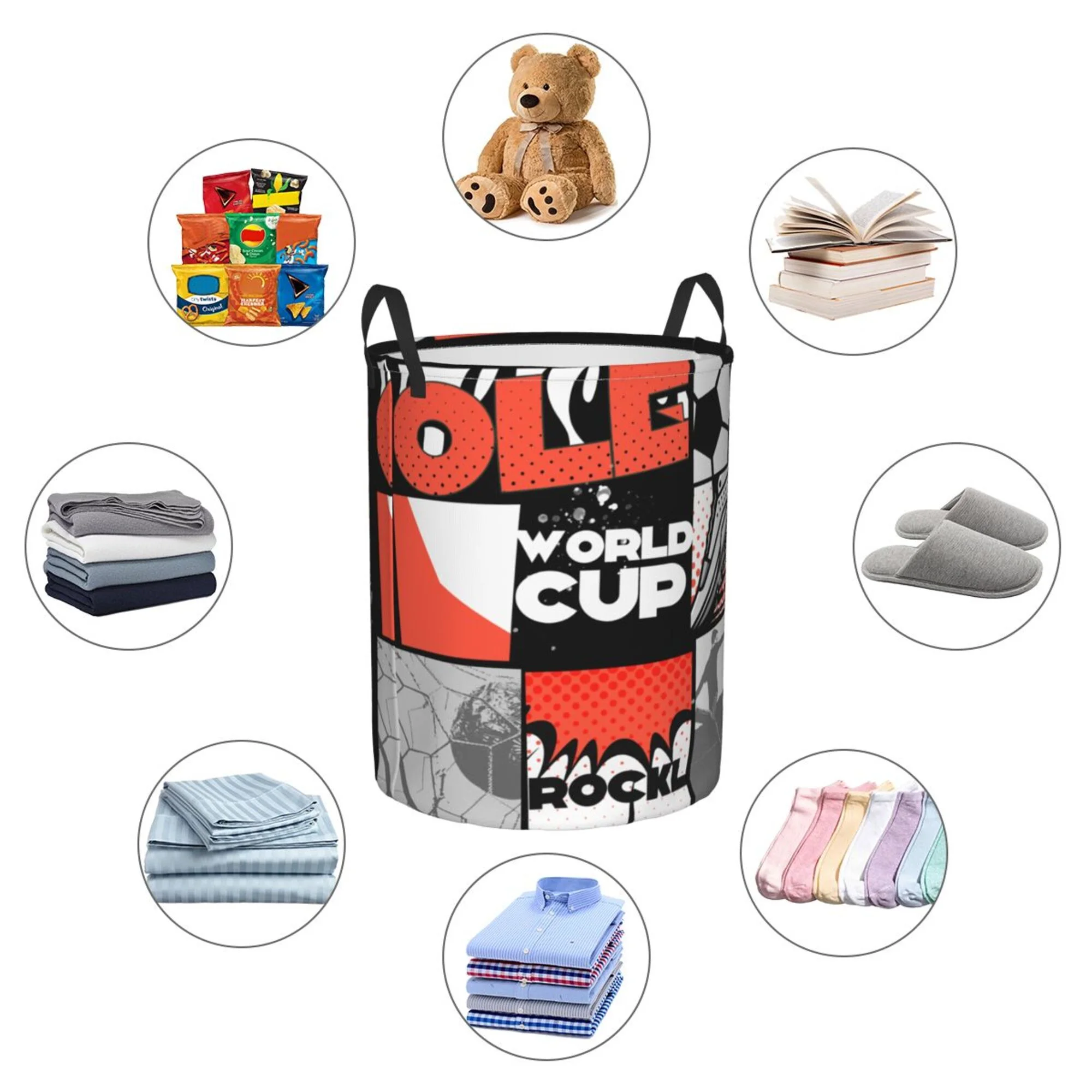Laundry Basket Organizer Collapsible -World Cup Dirty Clothes Hamper for Bathroom Kids Girls Boys Laundry Hamper Medium