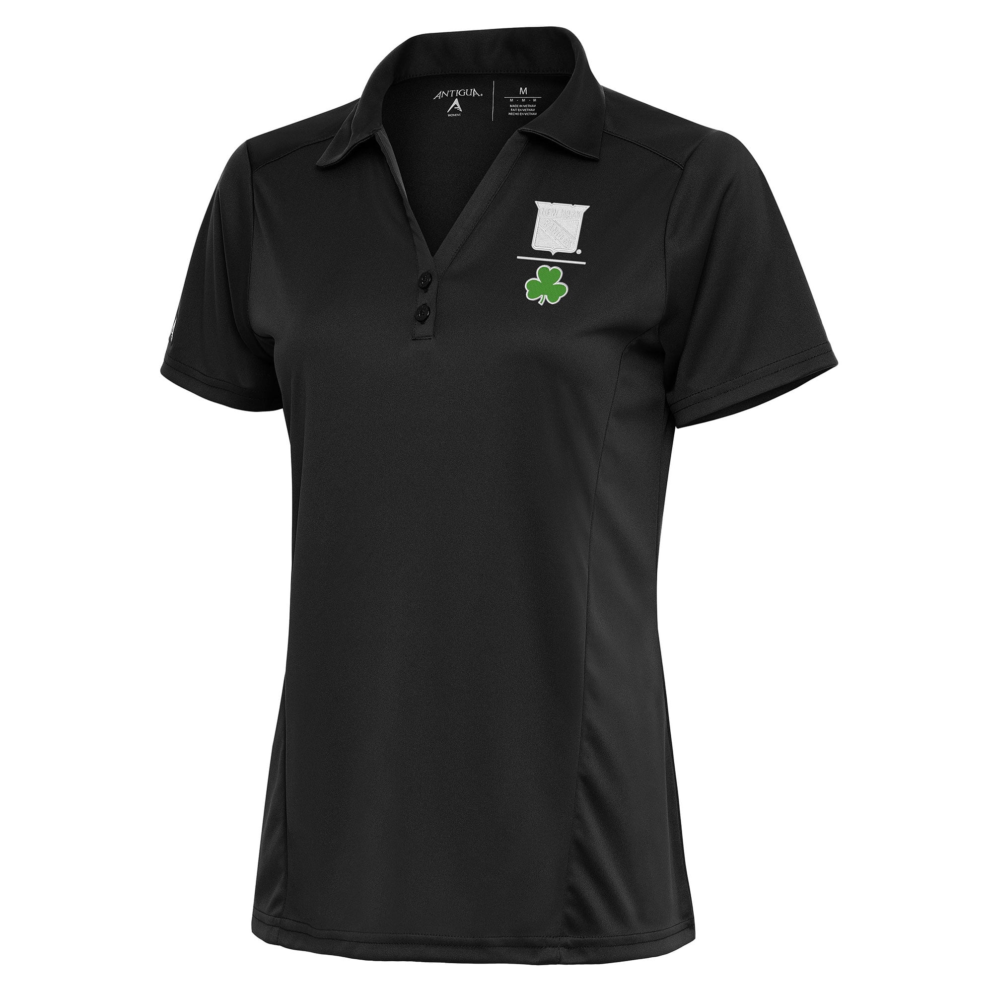 Women's Antigua  Charcoal New York Rangers Shamrock Tribute Polo