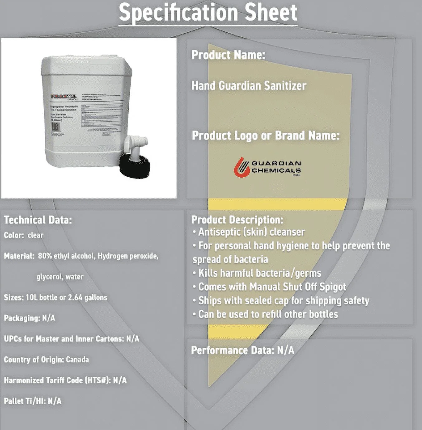 Traxol Isopropanol Antiseptic 75% Topical Solution Hand Sanitizer, 10 Liter Bottle, Spigot Included
