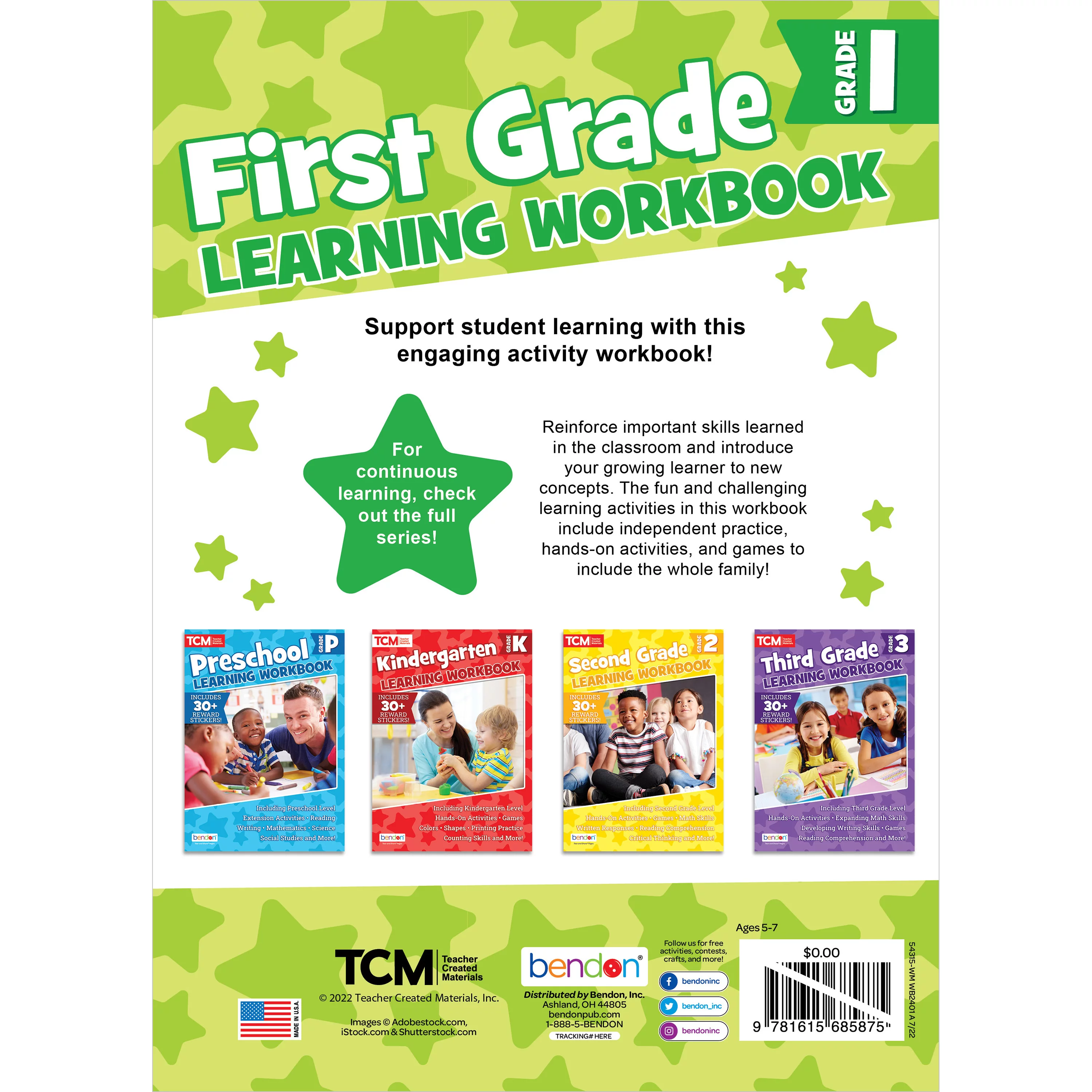 Teacher Created Materials First Grade, Grade 1, 240 Page Workbook, Paperback