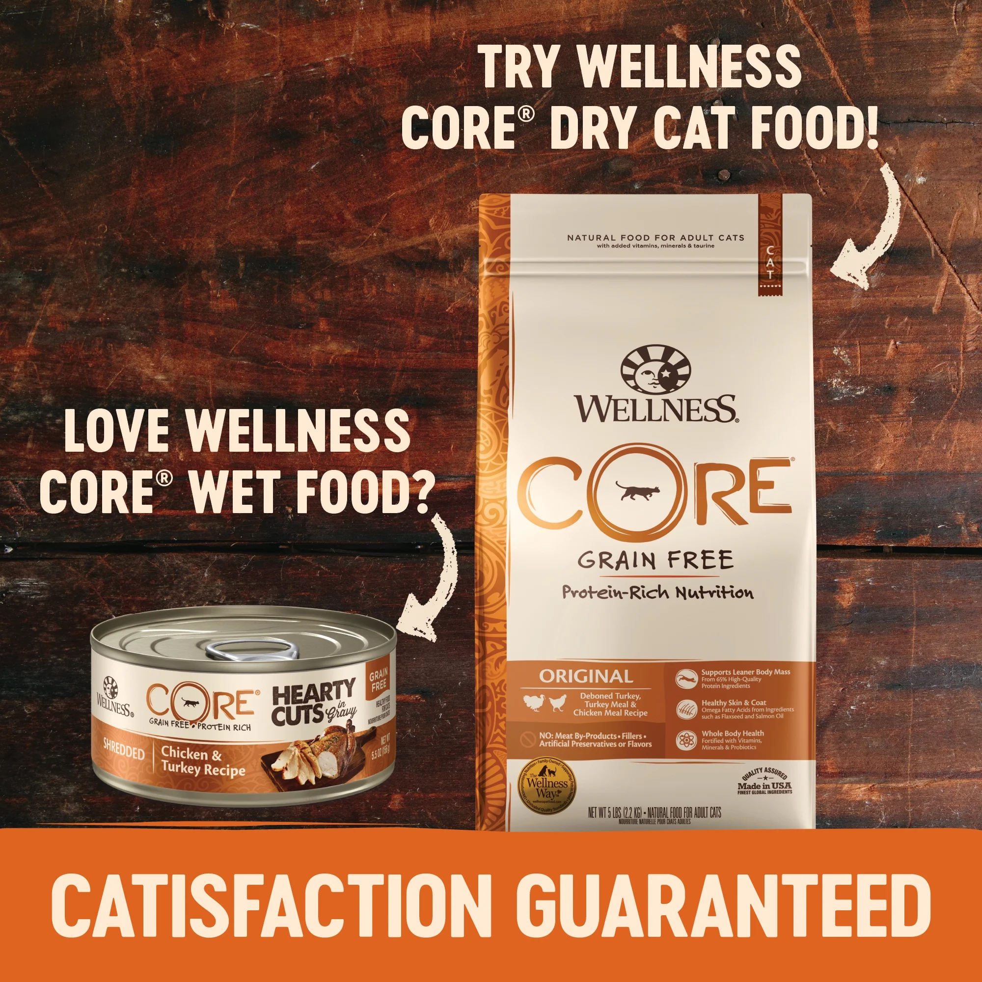 Wellness CORE Hearty Cuts Natural Grain Free Wet Canned Cat Food, Indoor Chicken & Turkey, 5.5-Ounce Can (Pack of 24)