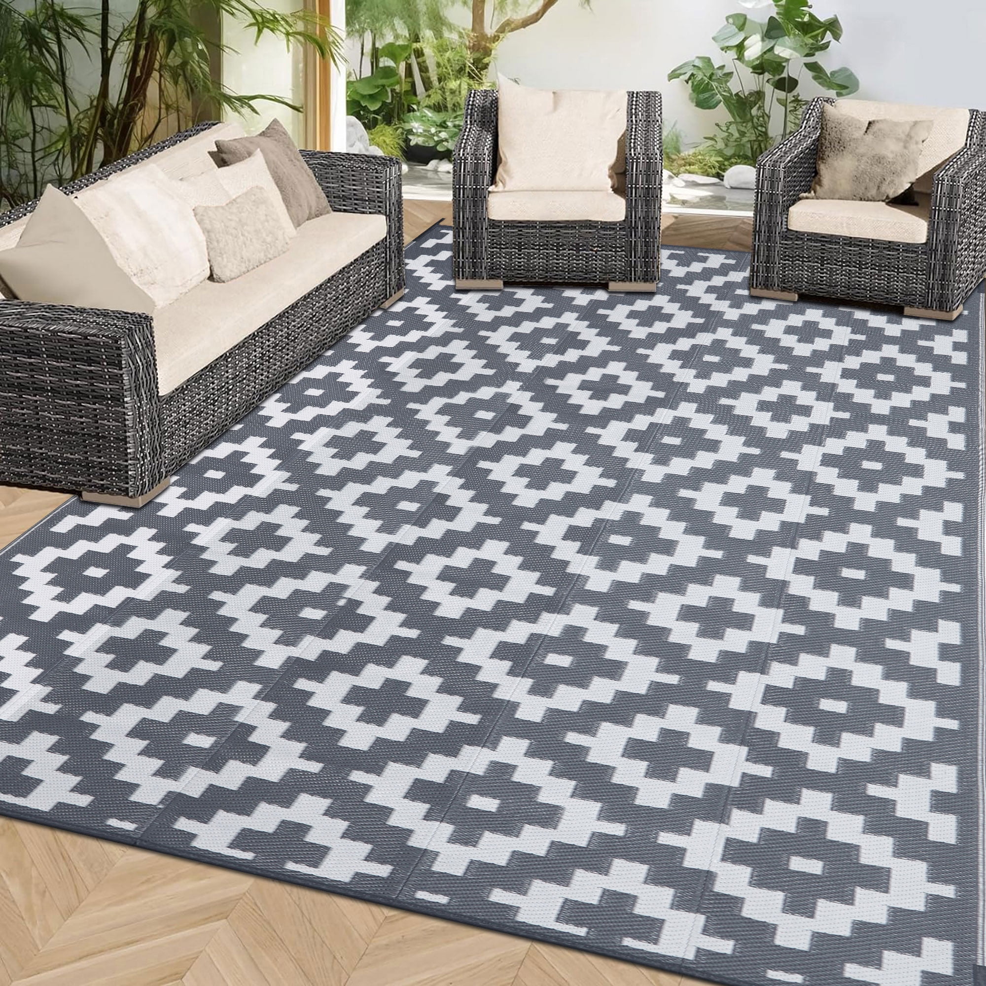 BERTHMEER Outdoor Rugs on Sale Clearance 6'x9' Waterproof Area Rugs Patio Rugs Plastic Straw Rugs Camping Rugs, Porch,Deck Rugs, RV Rugs for outside