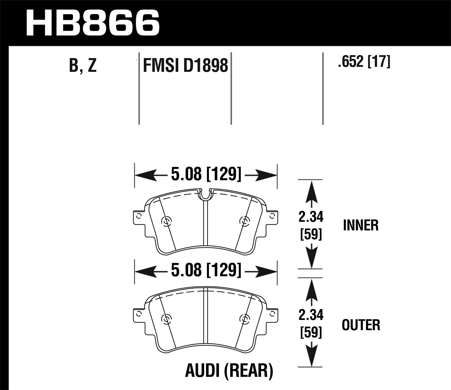 Hawk 18-19 Audi S5 HPS 5.0 Rear Brake Pads - HB866B.652 Fits select: 2018-2019 AUDI Q5, 2018-2019 AUDI A5