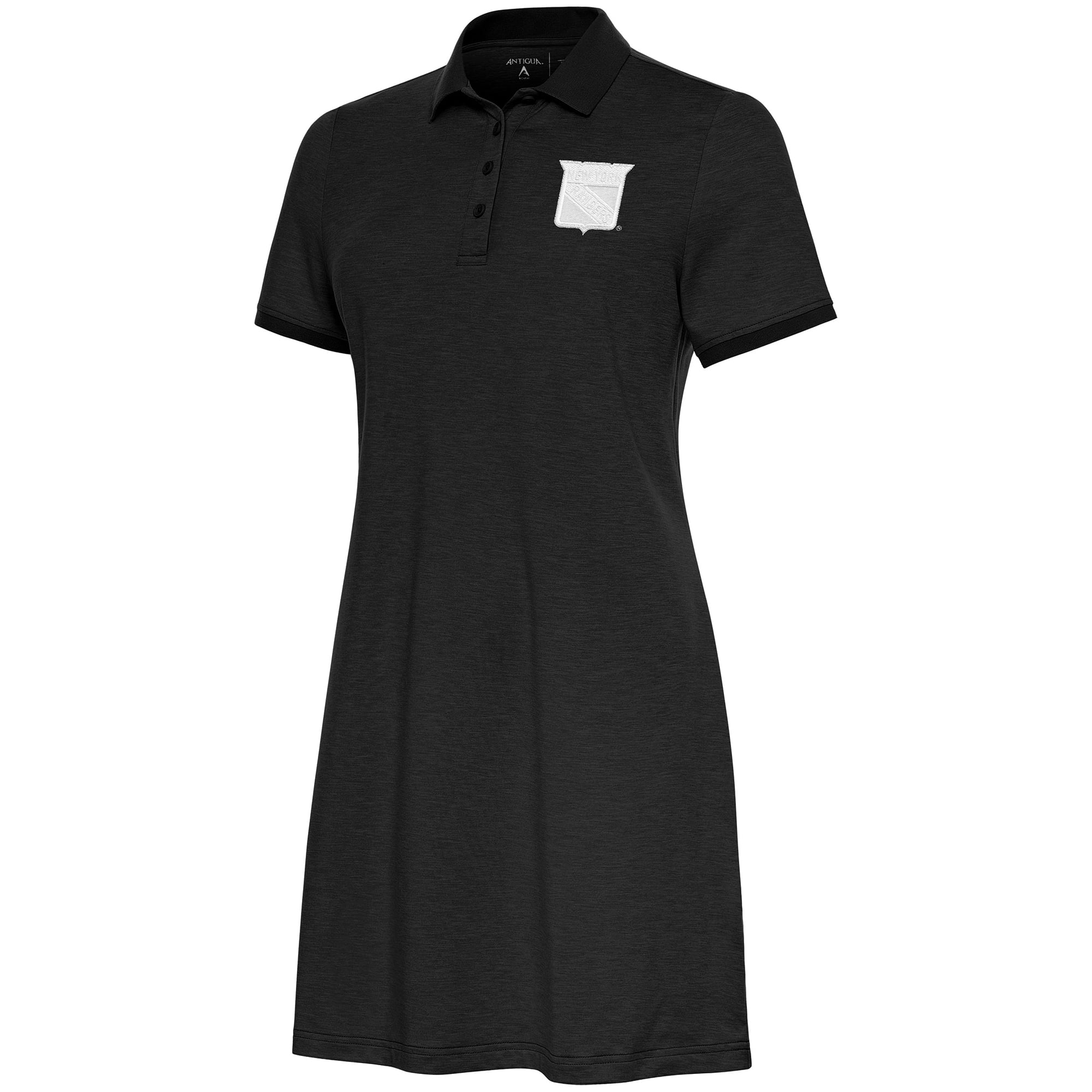 Women's Antigua Black New York Rangers White Logo Play Through Polo Dress