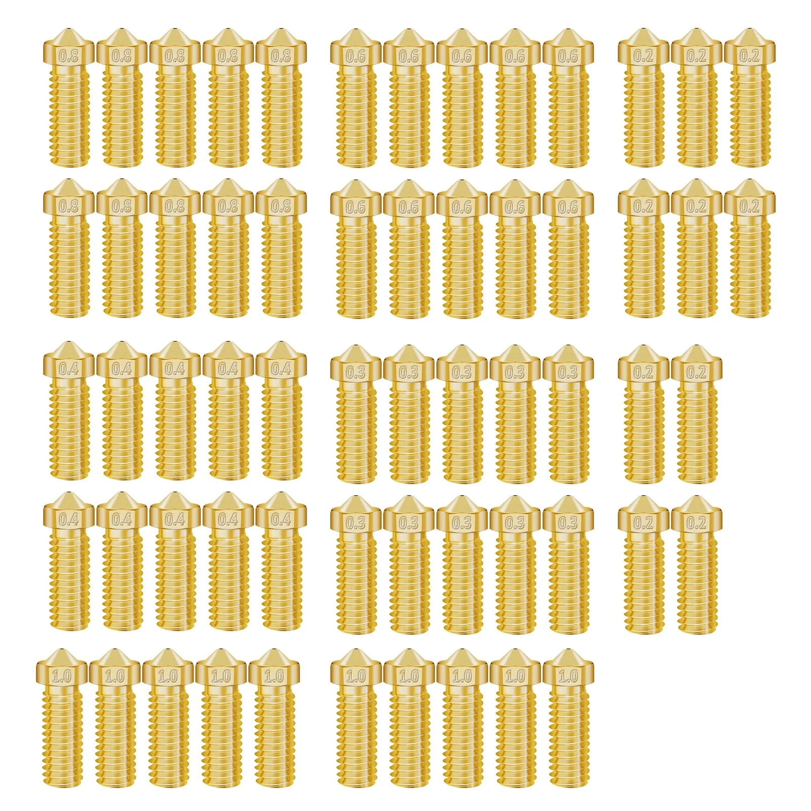 Nozzle,Nozzles 60pcs 0.2/0.3/0.4/0.6/0.8/1.0mm Copper Nozzles Cr-6 Se 3d 0.2/0.3/0.4/0.6/0.8/1.0mm Cr-6 Se 1.75mm 60pcs 0.2/0.3/0.4/0.6/0.8/1.0mm Cr-6 Printer Nozzle Copper Eryue