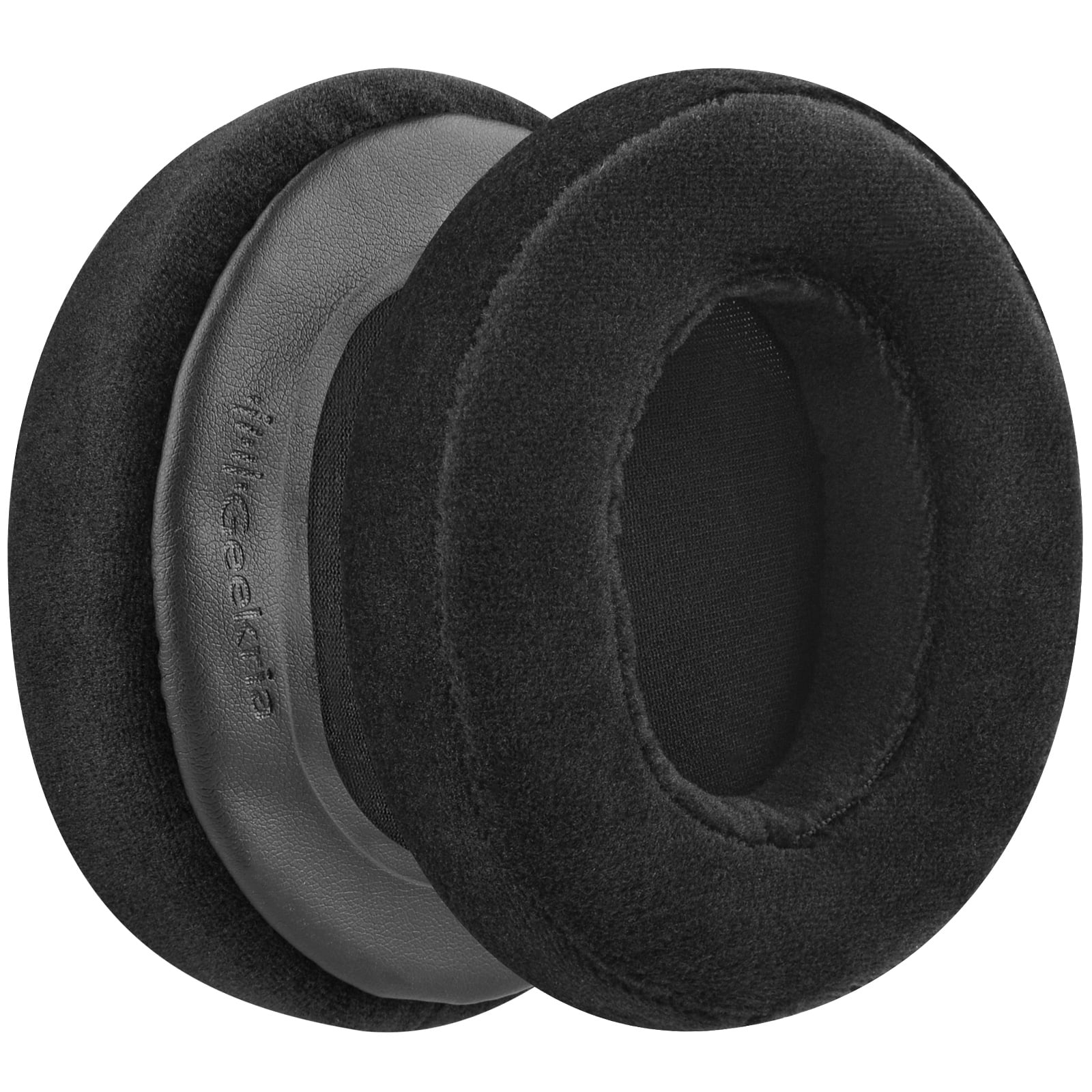 Geekria Comfort Velour Replacement Ear Pads for Audio-Technica ATH-M50X, ATH-M50xBT2, ATH-M40X, ATH-M30X, ATH-M20X, ATH-M10, Headphones Ear Cushions, Ear Cups Cover Repair Parts (Black)