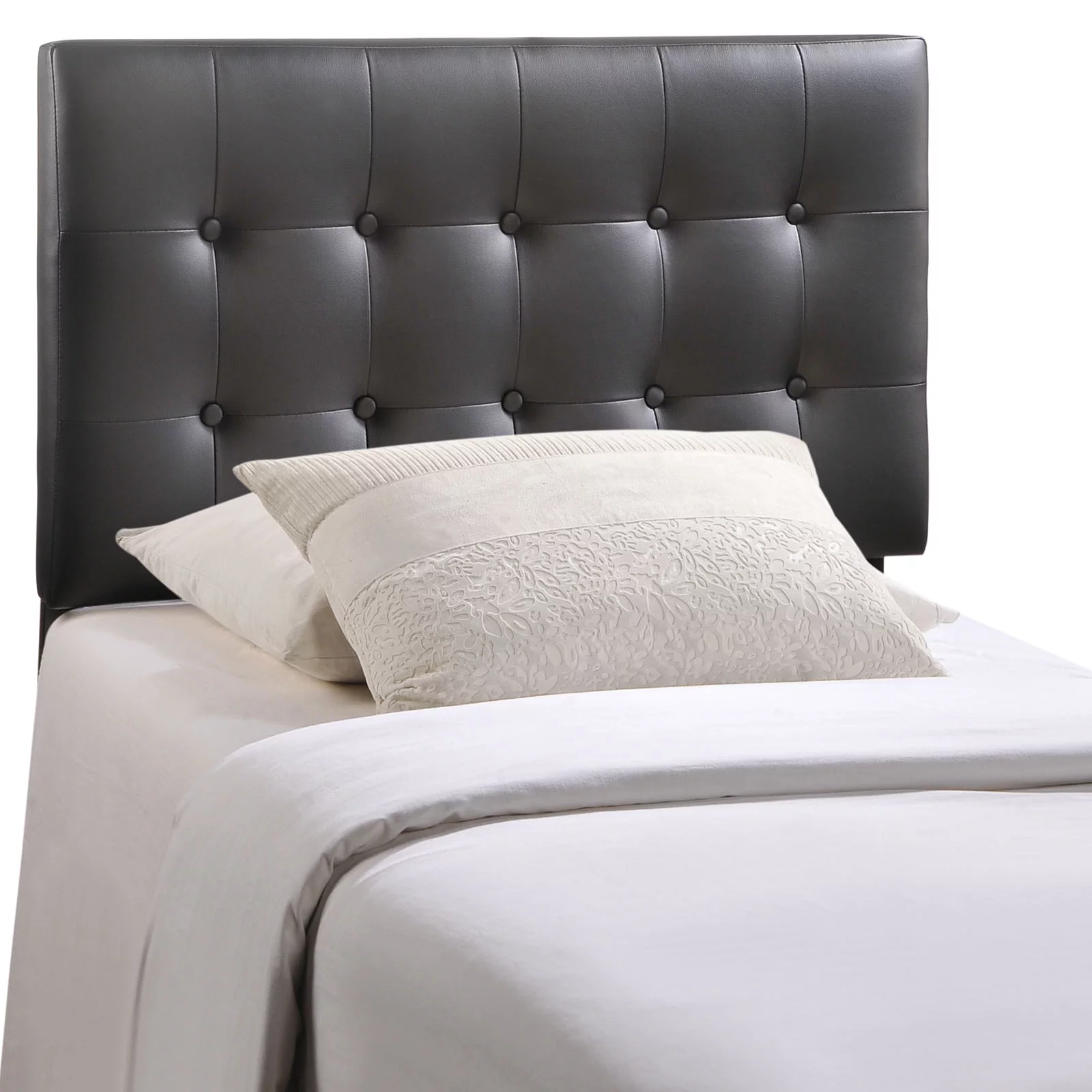 Modway Emily Twin Modern Style Upholstered Faux Leather Headboard in Black