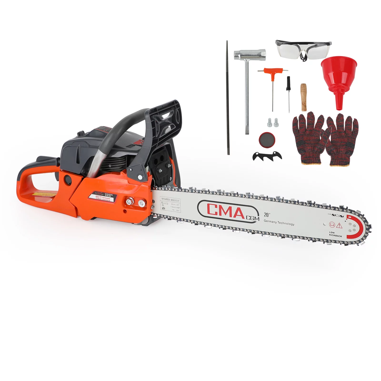 TOPTENG Gas Cordless Chainsaw 20 inch, 2-Cycle Gasoline Powered Chain Saw, 68CC Handheld Cordless Chainsaw, Automatic Chain Oiler, Garden Tool for Cutting Wood Trees