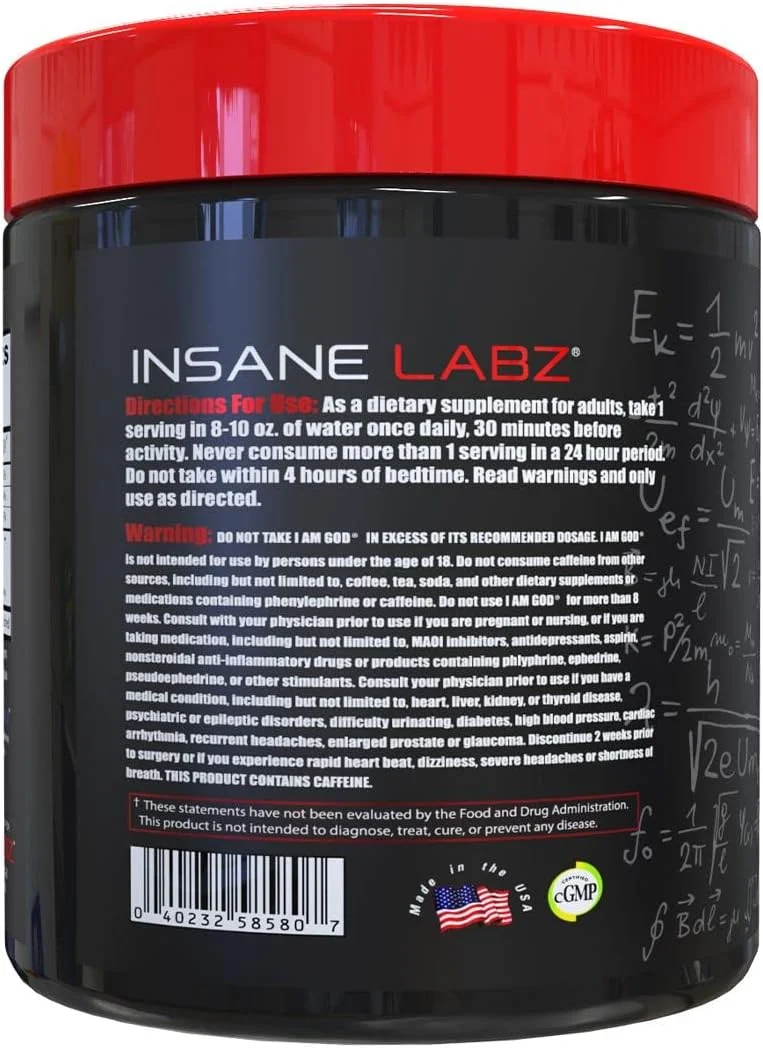 Insane Labz I am God Pre Workout Powder, thal shalt not covet orange, 25 Servings