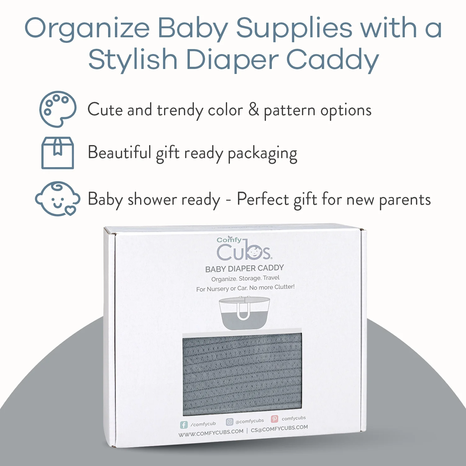 Comfy Cubs Diaper Caddy Organizer- Large Portable Baby Diaper Caddy Nursery Storage Bin and Car Travel Basket - Tote Bag with Dividers for Diapers & Wipes, Pacific Blue