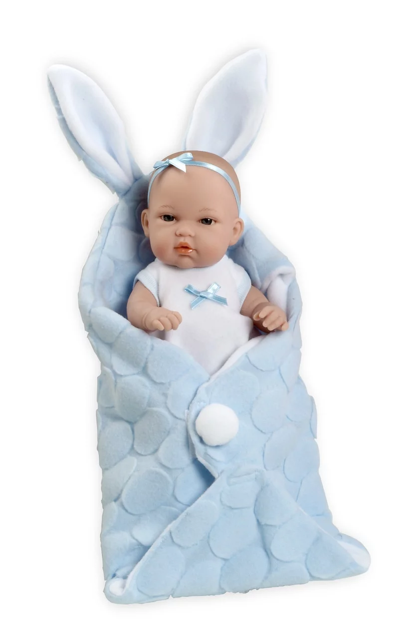 Ann Lauren Dolls Blue Bunny Bunting Doll- 13 Inch Boy Baby Doll- Anatomically Correct