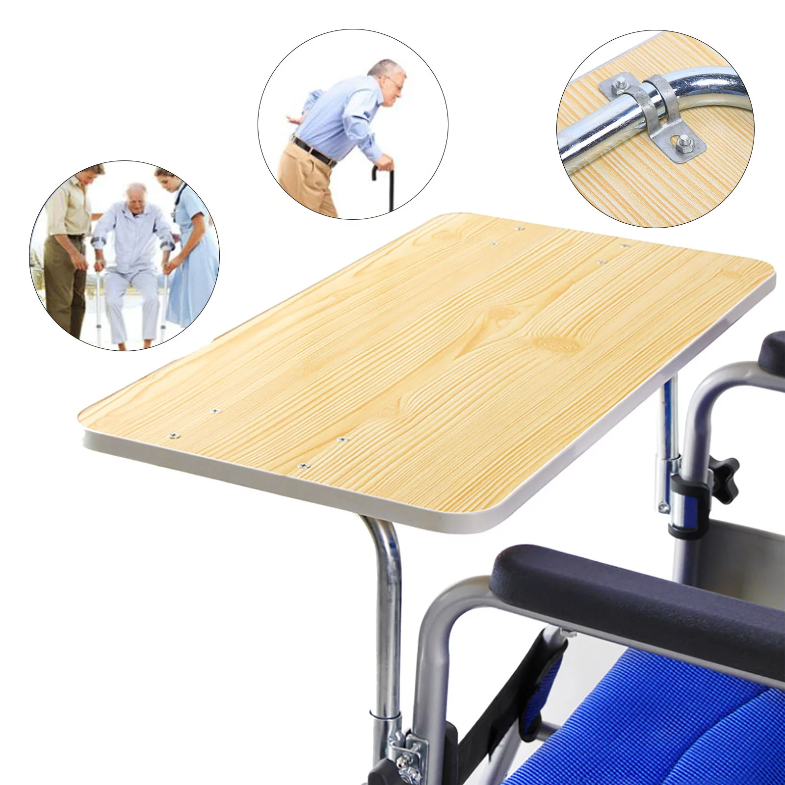 Loyalheartdy Wheelchair Tray Detachable Wooden Wheelchair Table for Manual Powered or Electric Wheelchairs