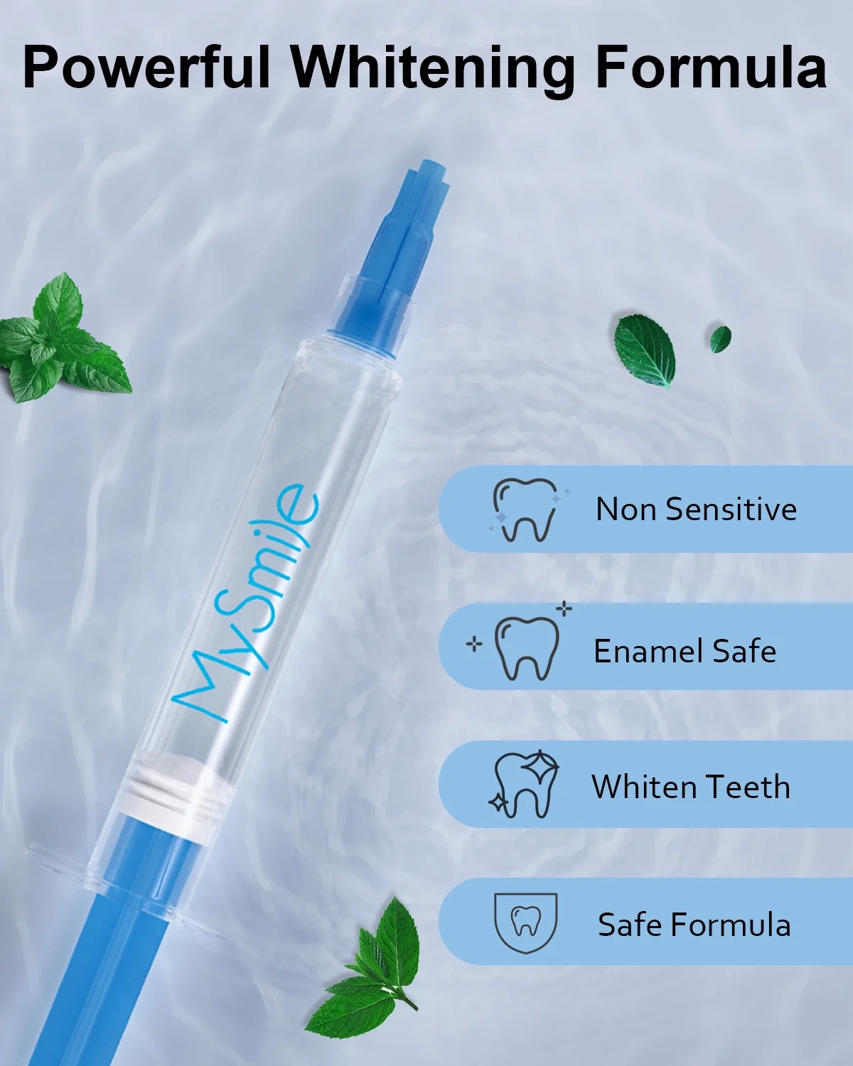 MySmile 6*3ml 35% Teeth Whitening Kit with 28-LED USB Light, Tooth Whitener, Non Sensitive Teeth Whitening Carbamide Peroxide Refill Pack Gel, 10 Minutes Whitening Treatment