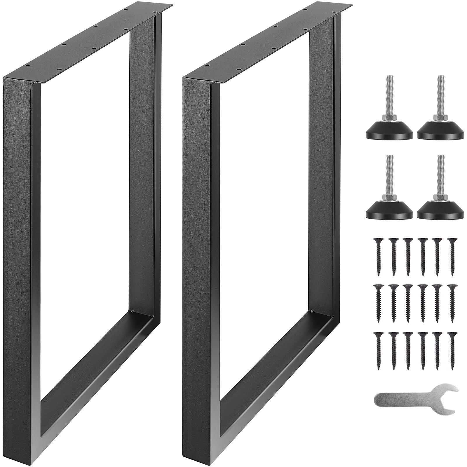 SKYSHALO 28 Inch Adjustable Furniture Legs Square Solid Steel Set of 2 Black