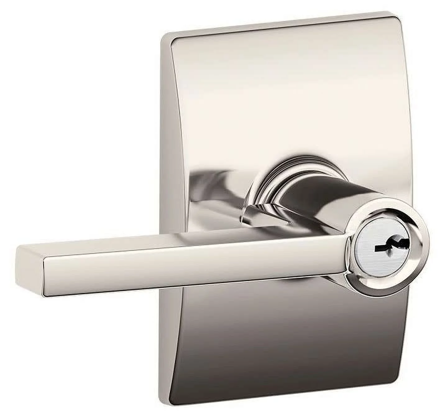 Schlage F51-Lat-Cen Latitude Single Cylinder Keyed Entry Door Lever Set - Nickel