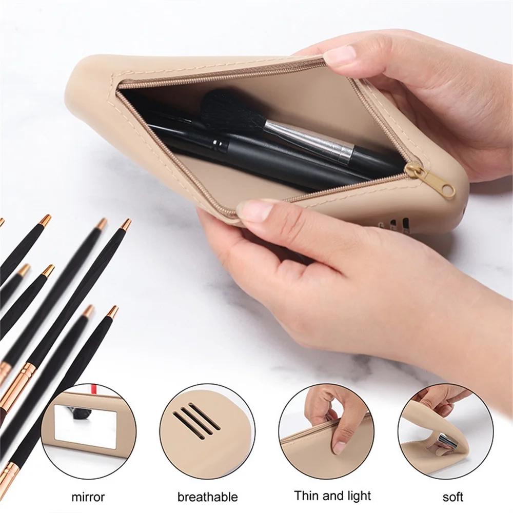Multifunctional Cosmetic Bag Silicone Travel Cosmetic Brush Storage Bag Makeup Storage Box Powder Box