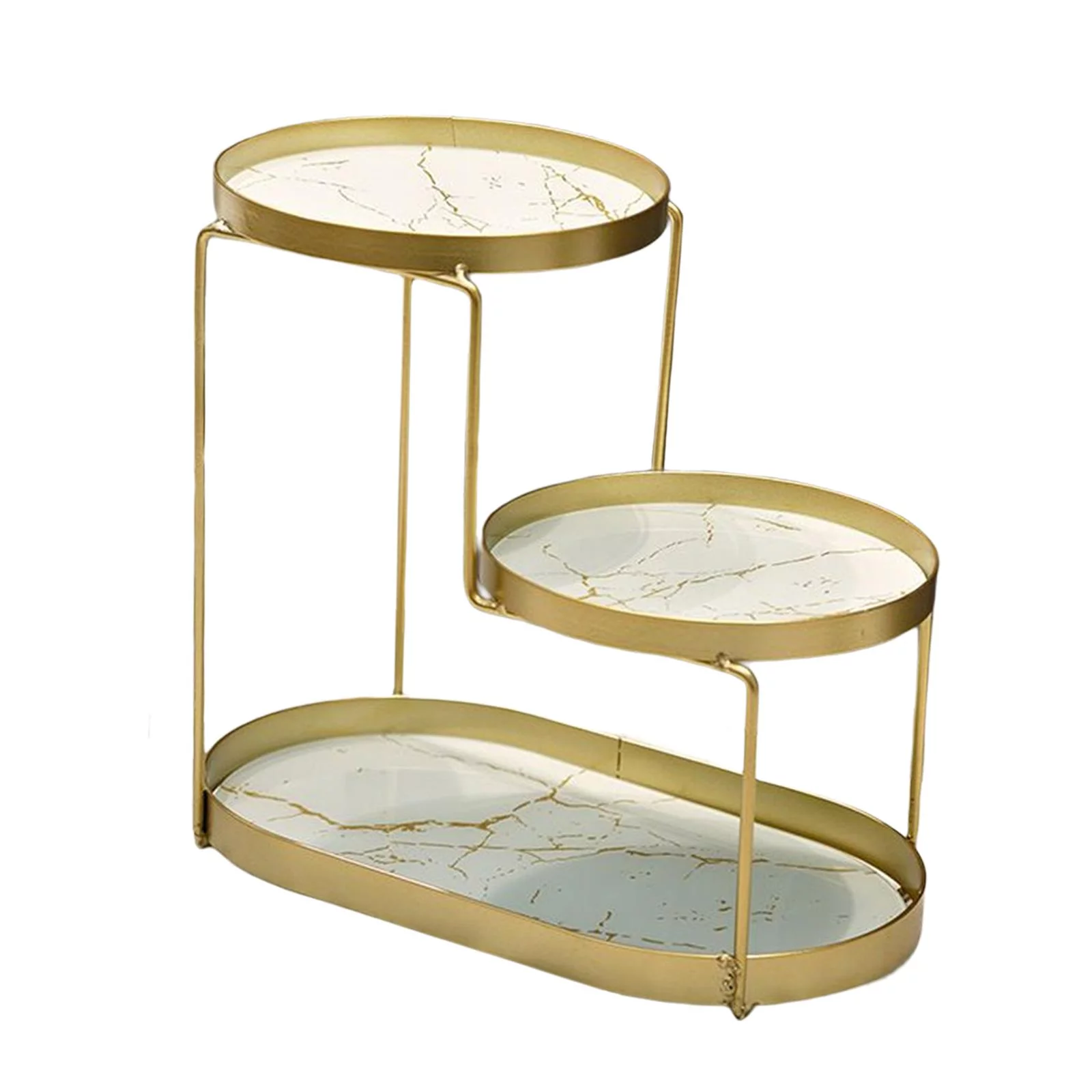 Makeup Perfume Organizer Shelf with Removable Glass Tray for Home Decoration White Marbling