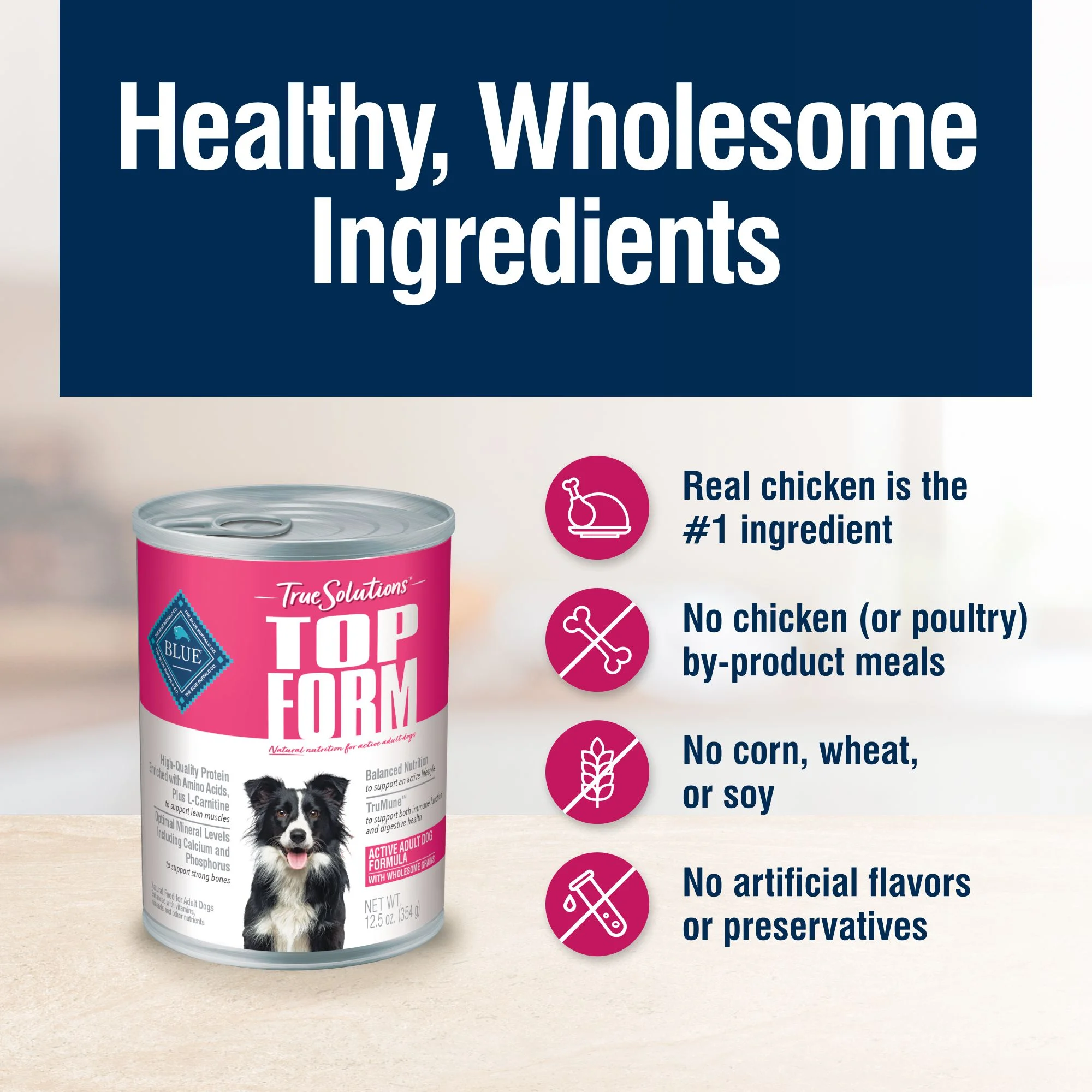 Blue Buffalo True Solutions Top Form Active Adult Wet Dog Food, Chicken, 12.5 oz. Can