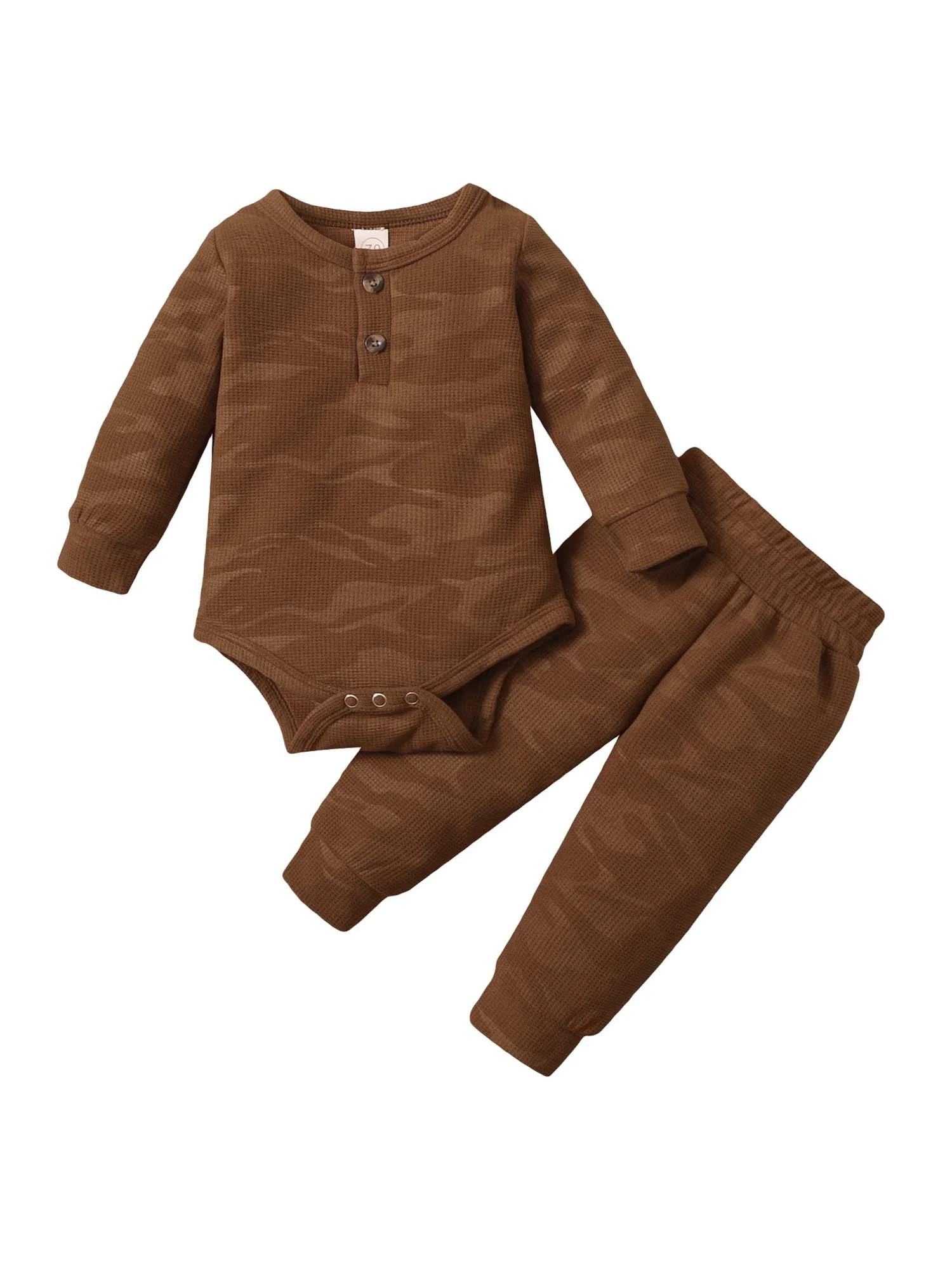 Spring hue Infant Baby Boy Clothes Set Camouflage Printed Ribbed Knitted Romper Pants Set 2PCS