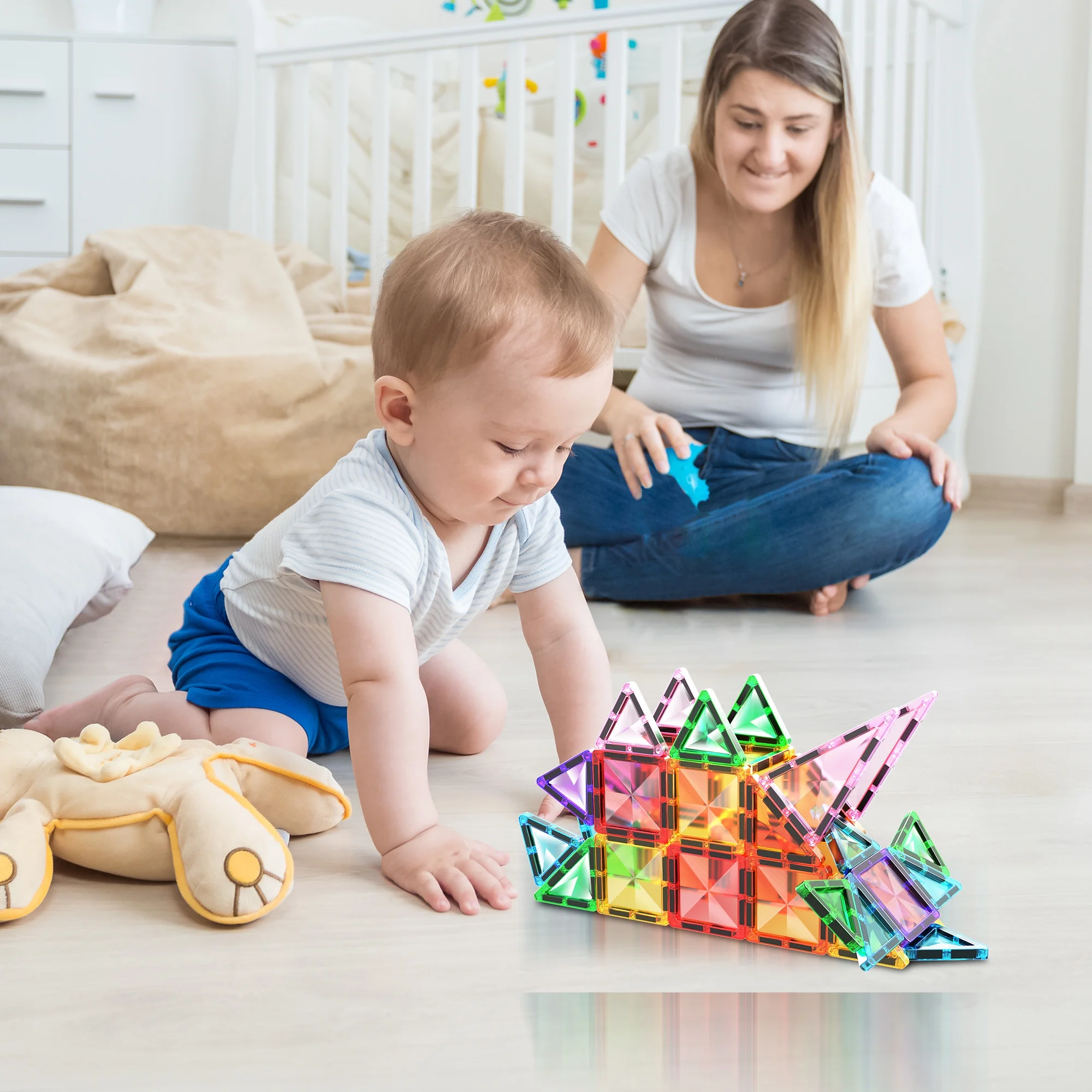 PicassoTiles 40pcs Magnetic Building Block Mini Construction Tiles Toy Set for Kids Ages 3 Plus